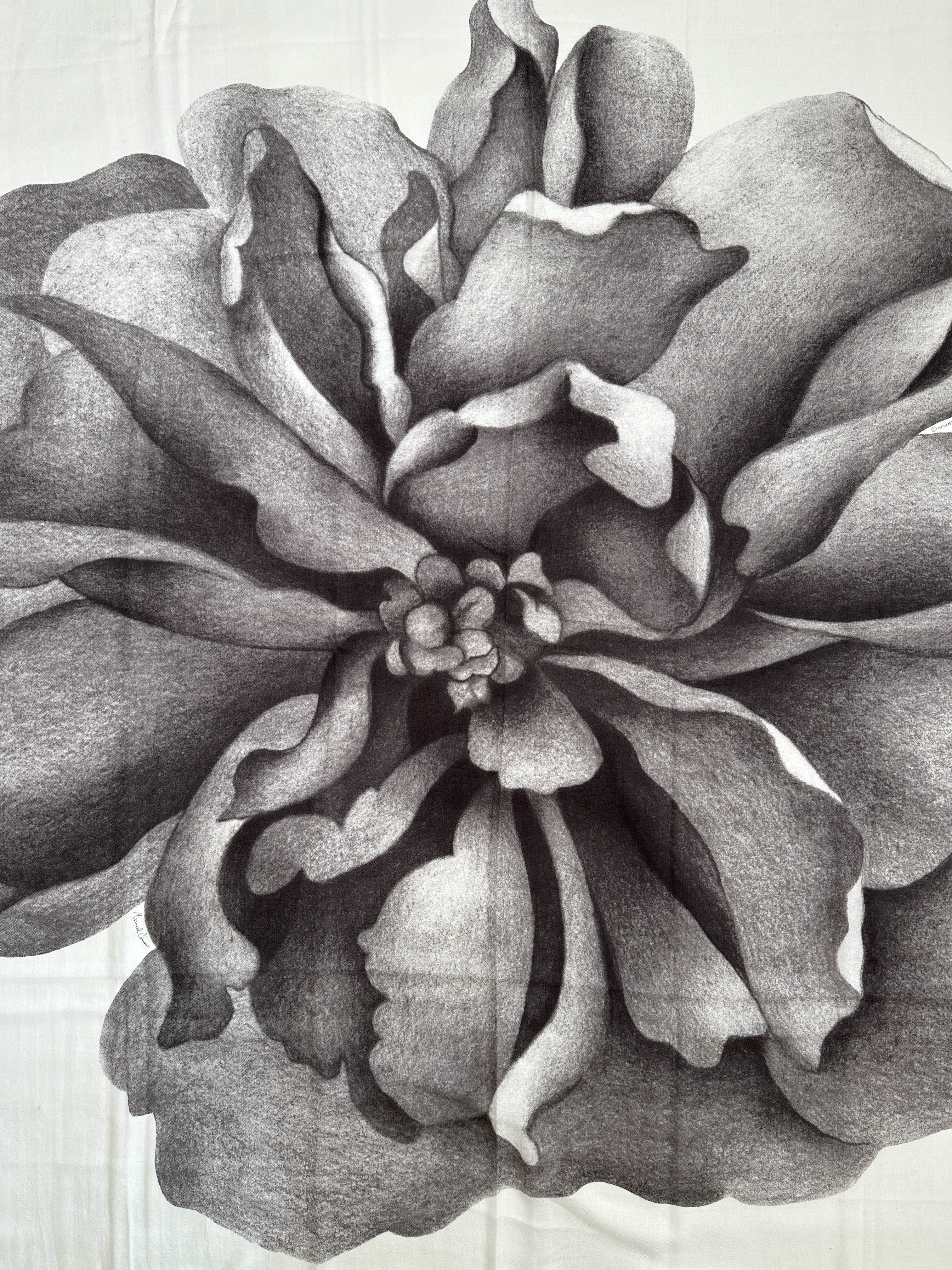 Hermès Une Rose Pour Alma Cashmere Silk 140