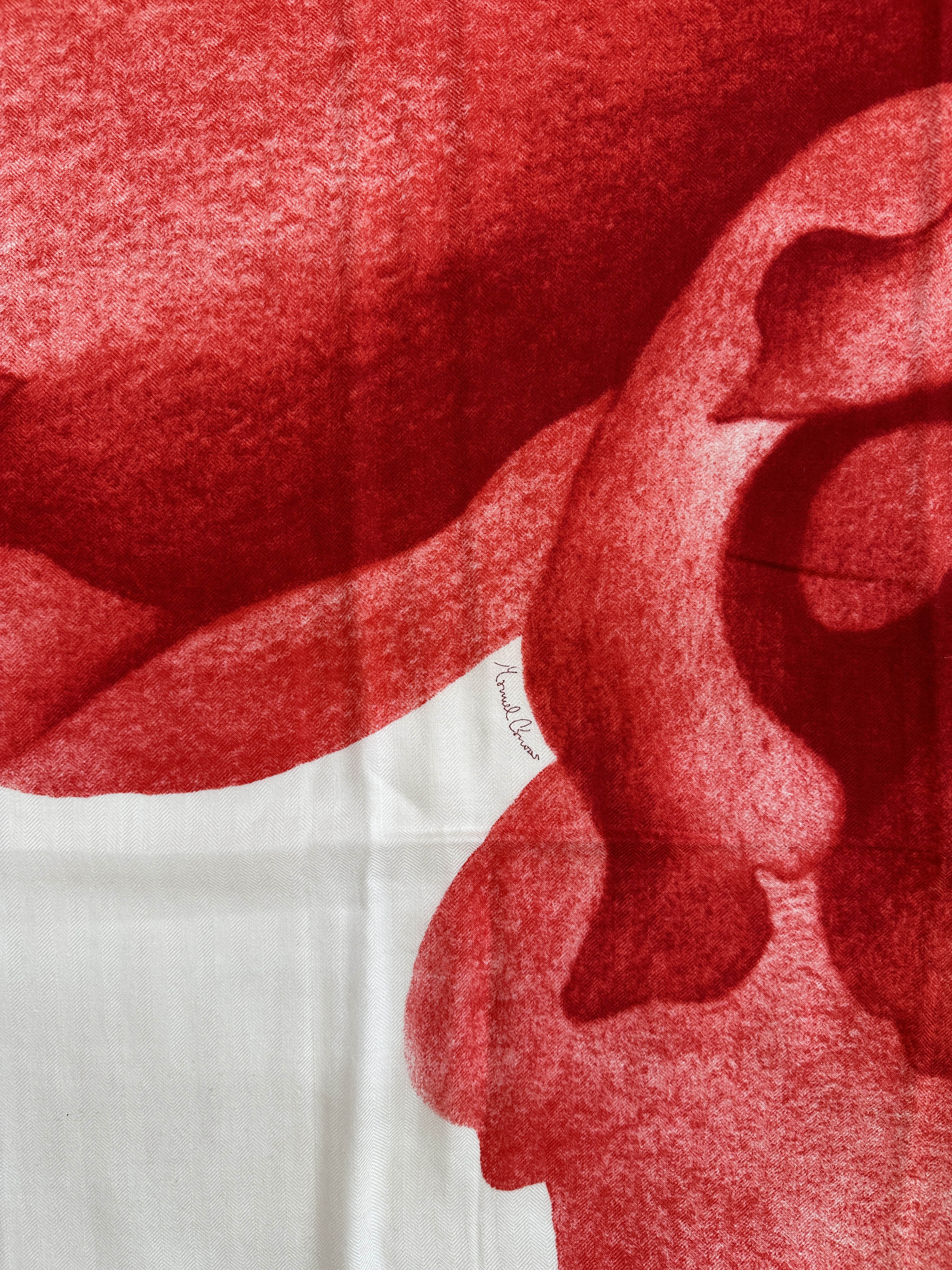 Hermès Une Rose Pour Alma Cashmere Silk 140