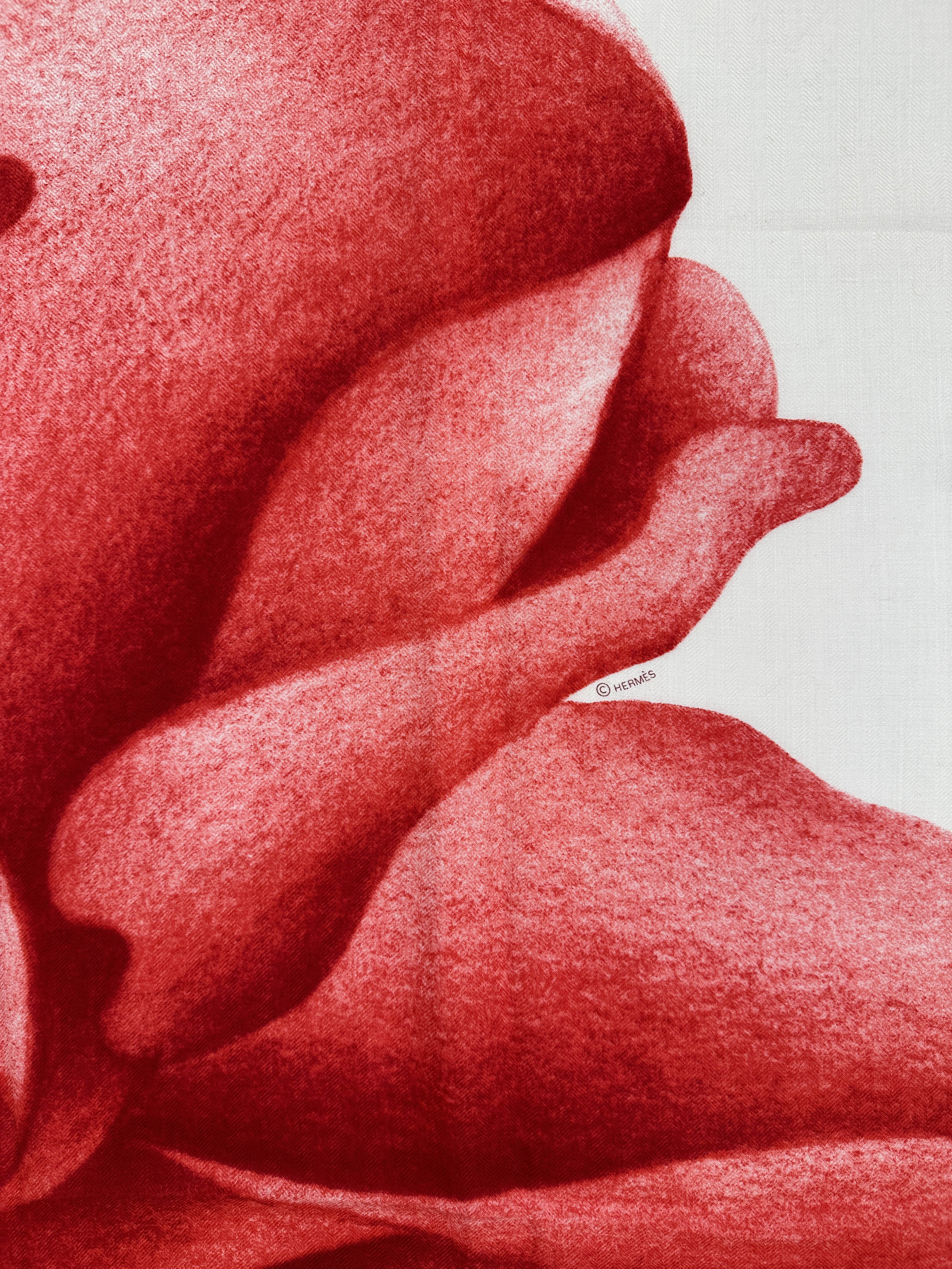 Hermès Une Rose Pour Alma Cashmere Silk 140