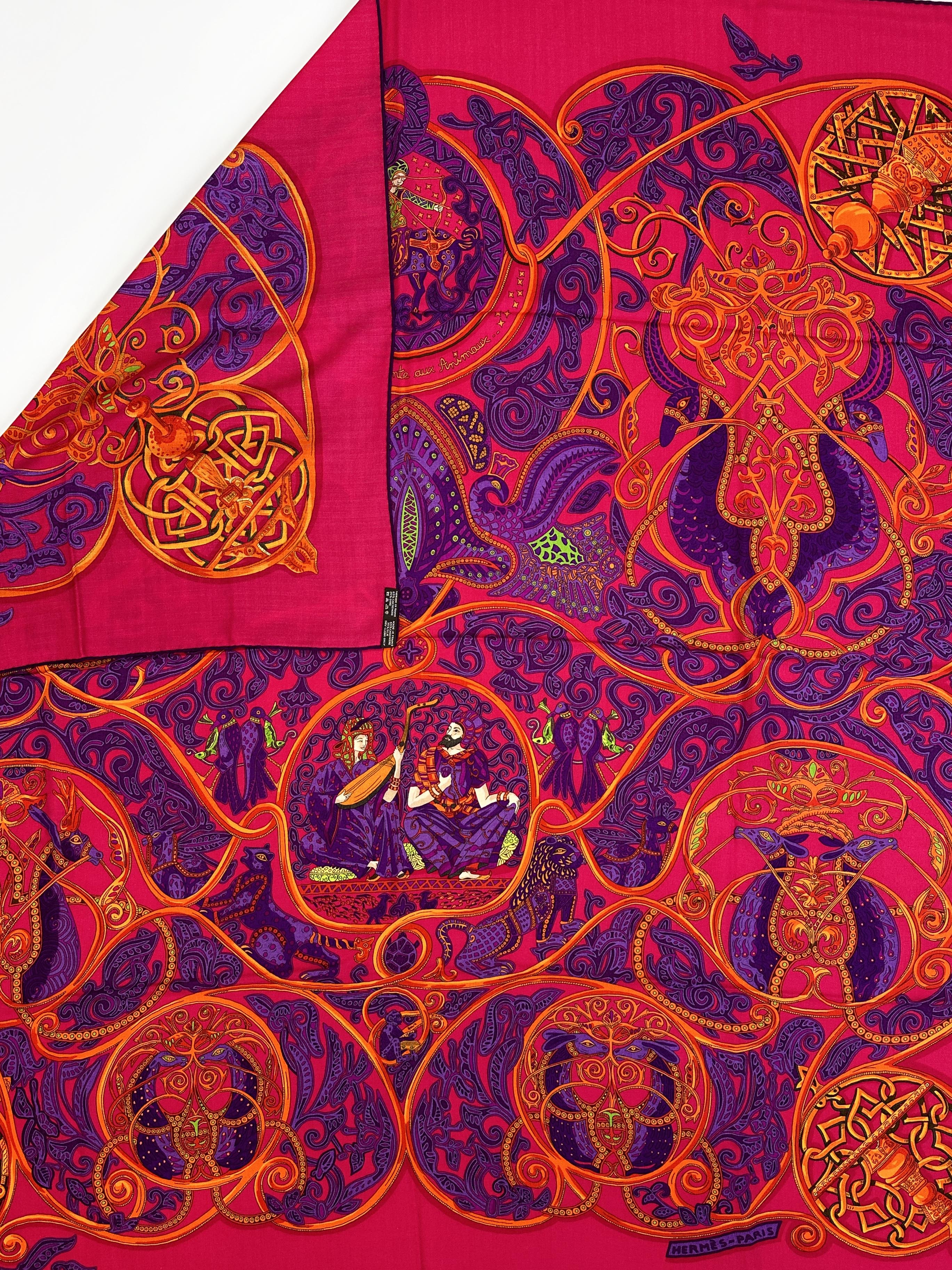Hermès La Charmante Aux Animaux Cashmere Silk 140