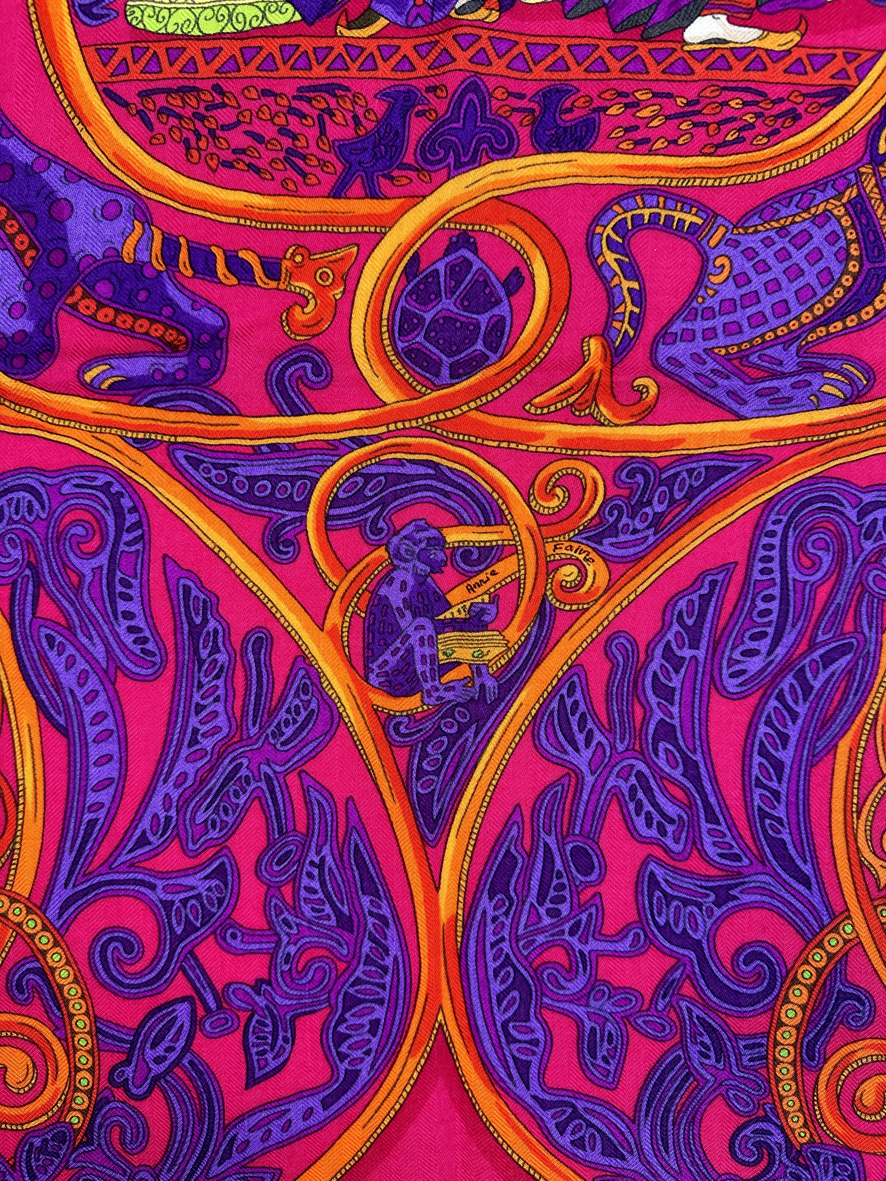 Hermès La Charmante Aux Animaux Cashmere Silk 140