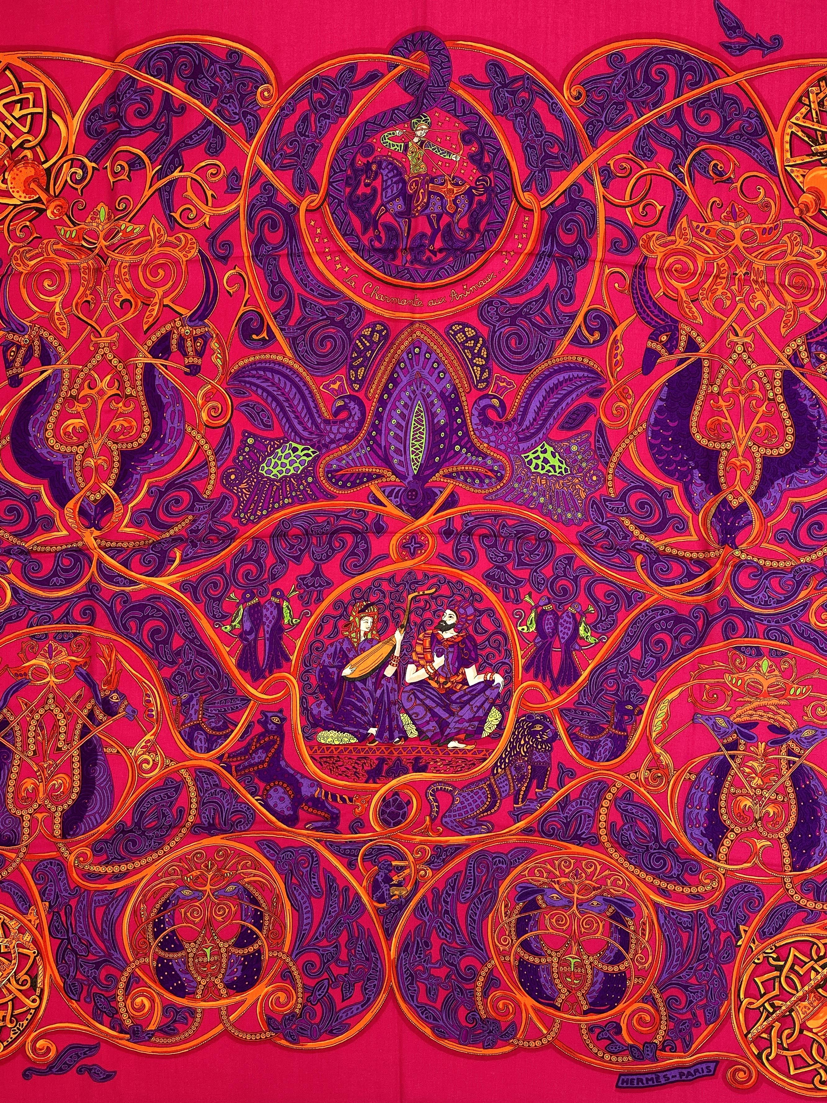 Hermès La Charmante Aux Animaux Cashmere Silk 140