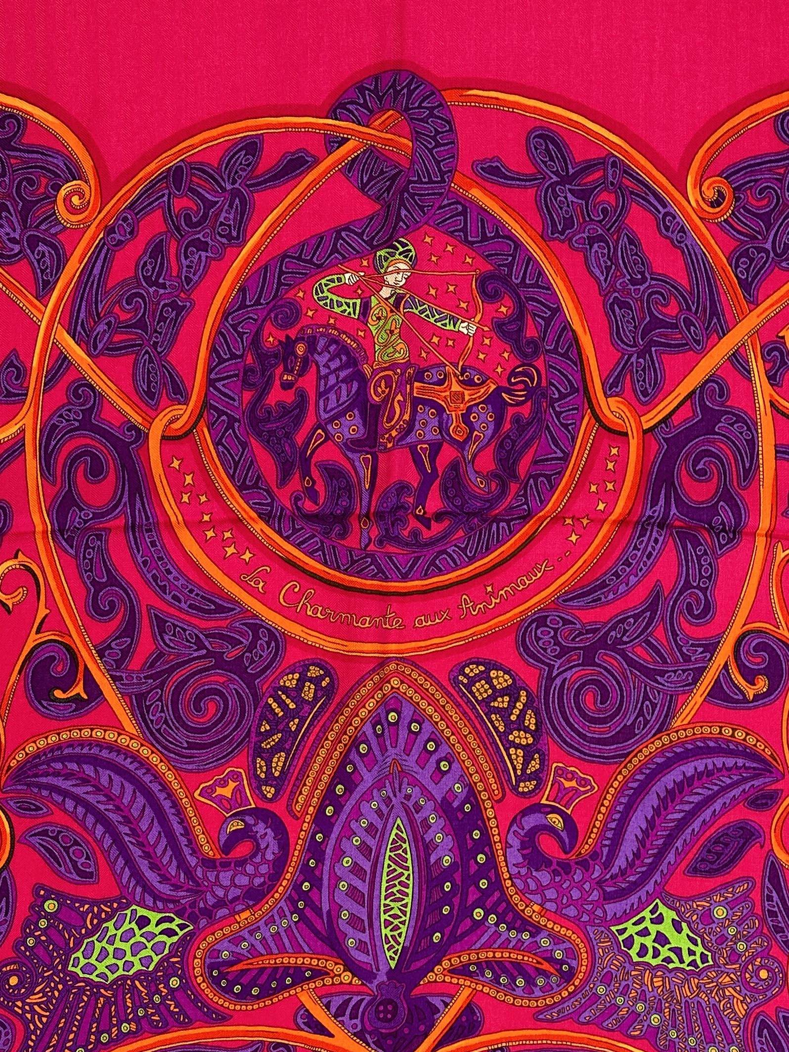 Hermès La Charmante Aux Animaux Cashmere Silk 140