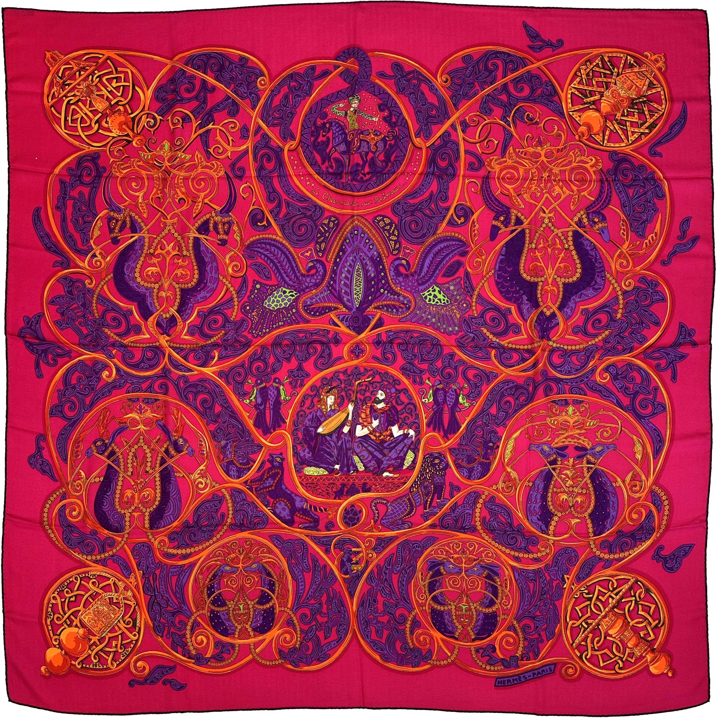 Hermès La Charmante Aux Animaux Cashmere Silk 140