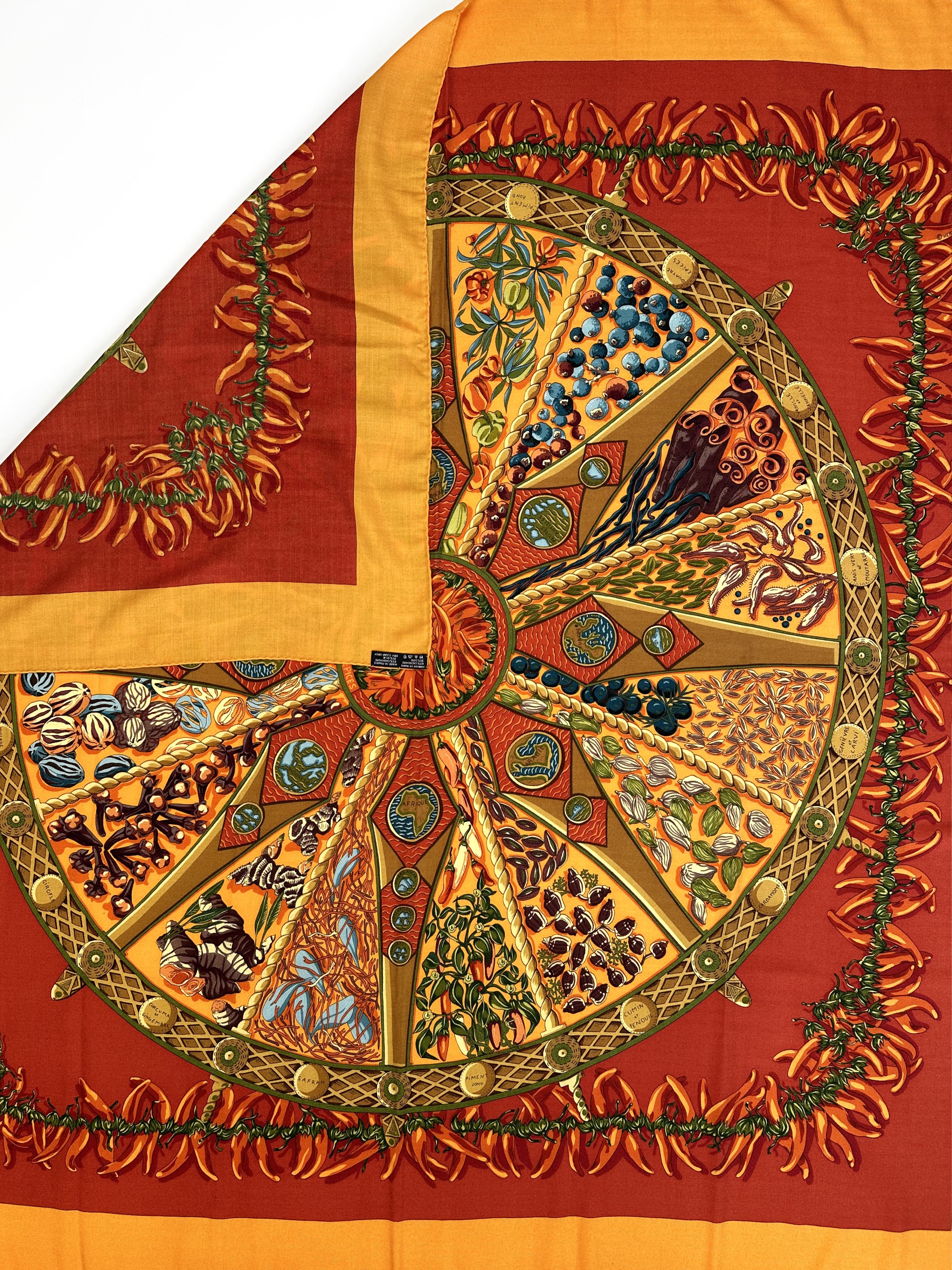 Hermès Aux Pays des Epices Cashmere Silk 140
