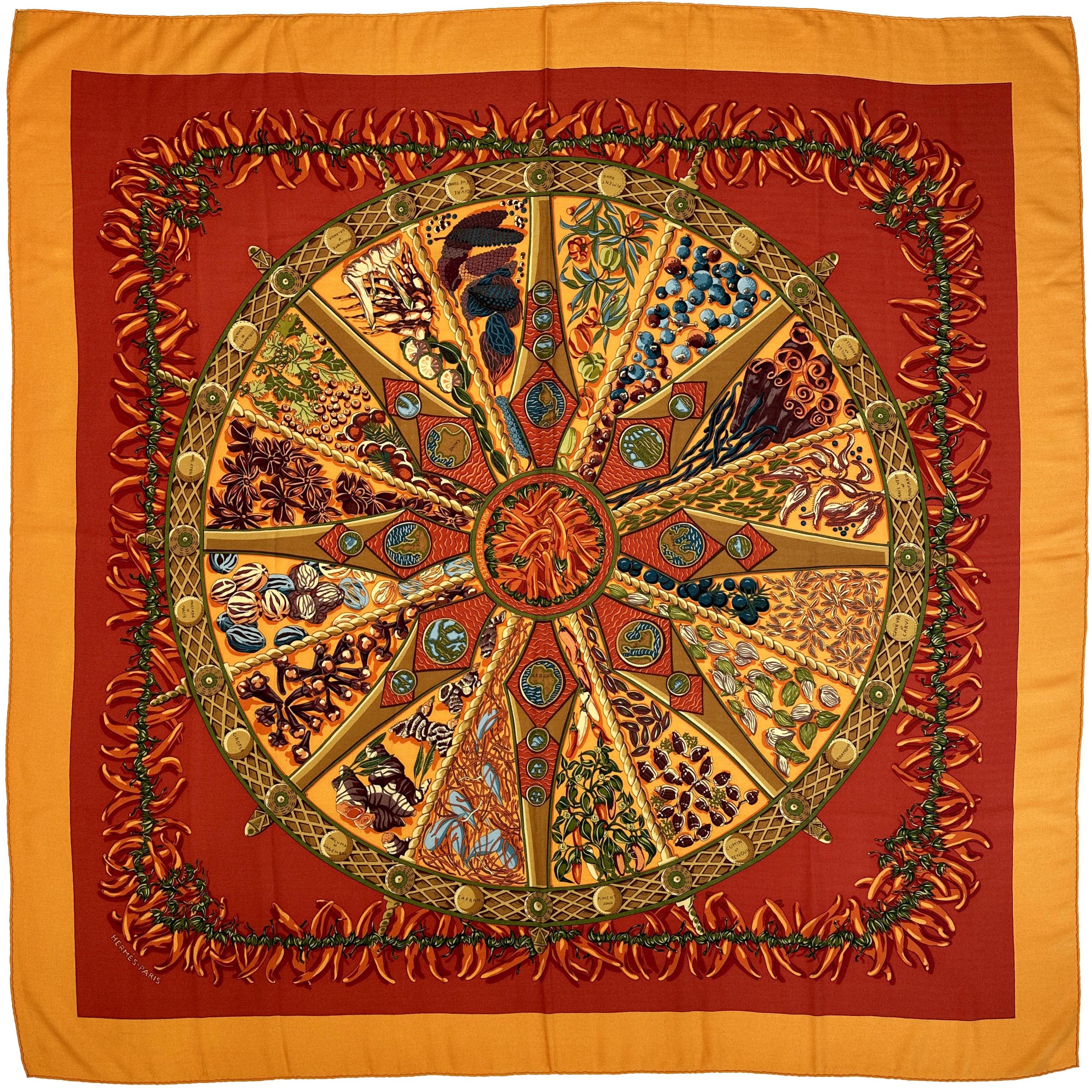 Hermès Aux Pays des Epices Cashmere Silk 140