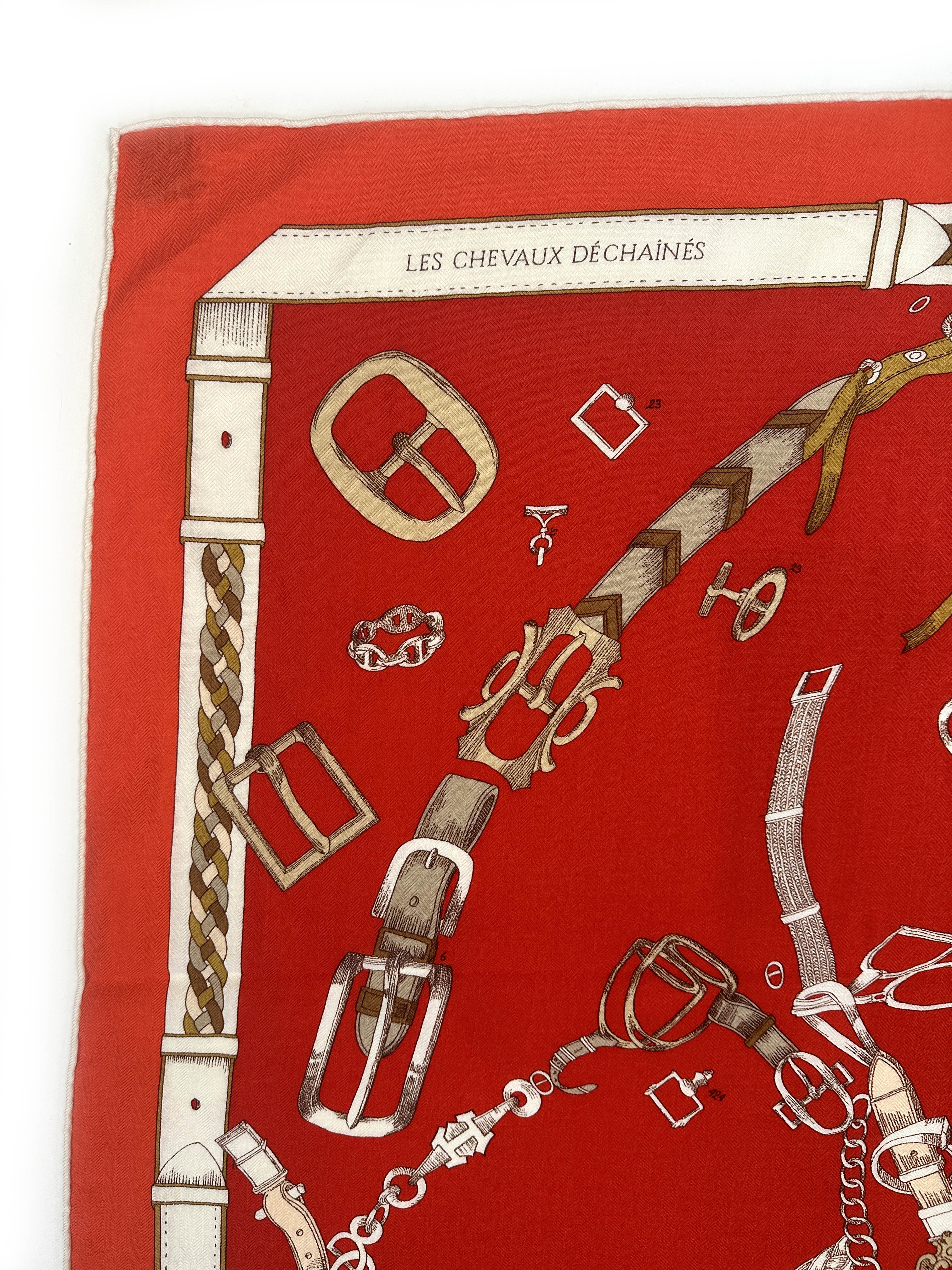 Hermès Les Chevaux Dechaines Cashmere Silk 140
