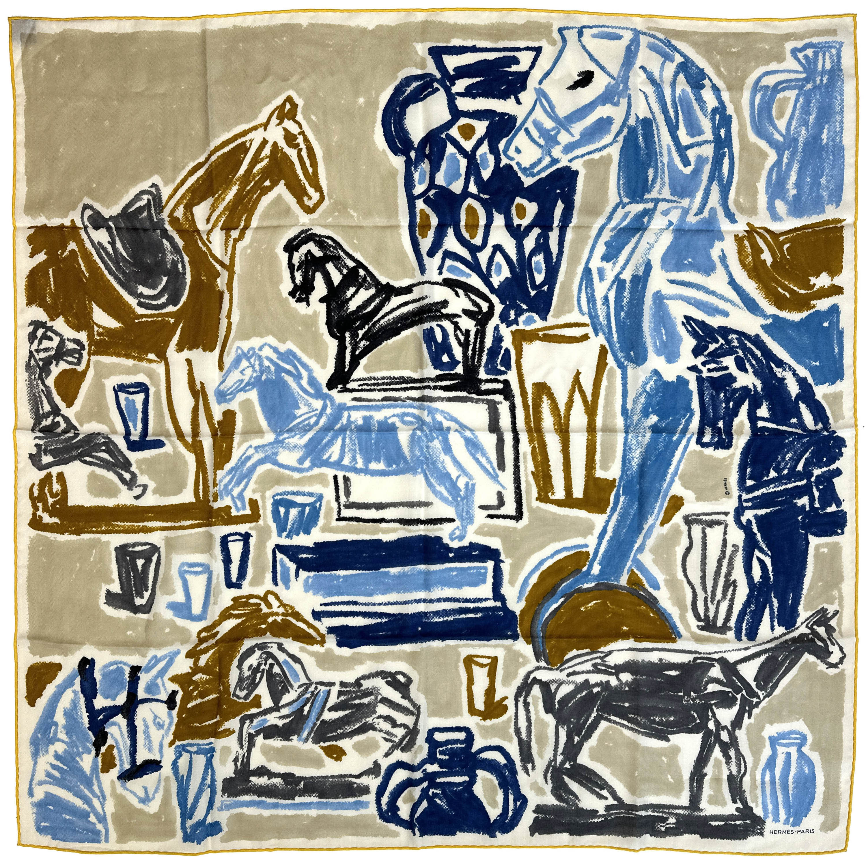 Hermès Chevaux de la Collection Cashmere Silk 100