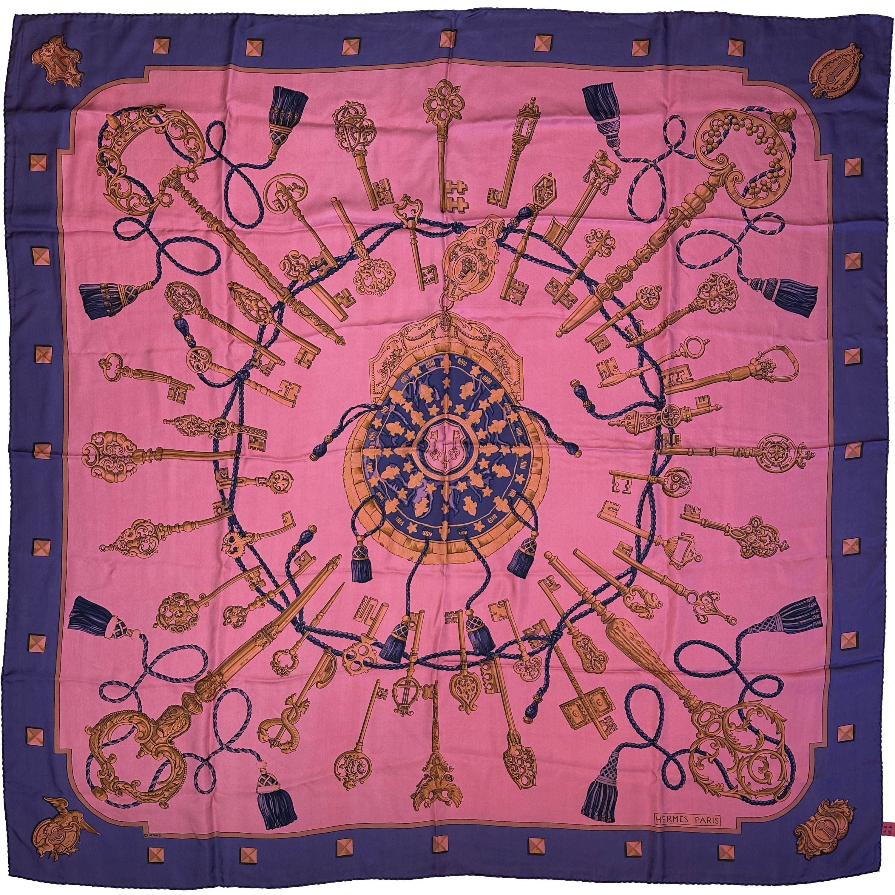 Hermès Les Cles Dip Dye Silk 140