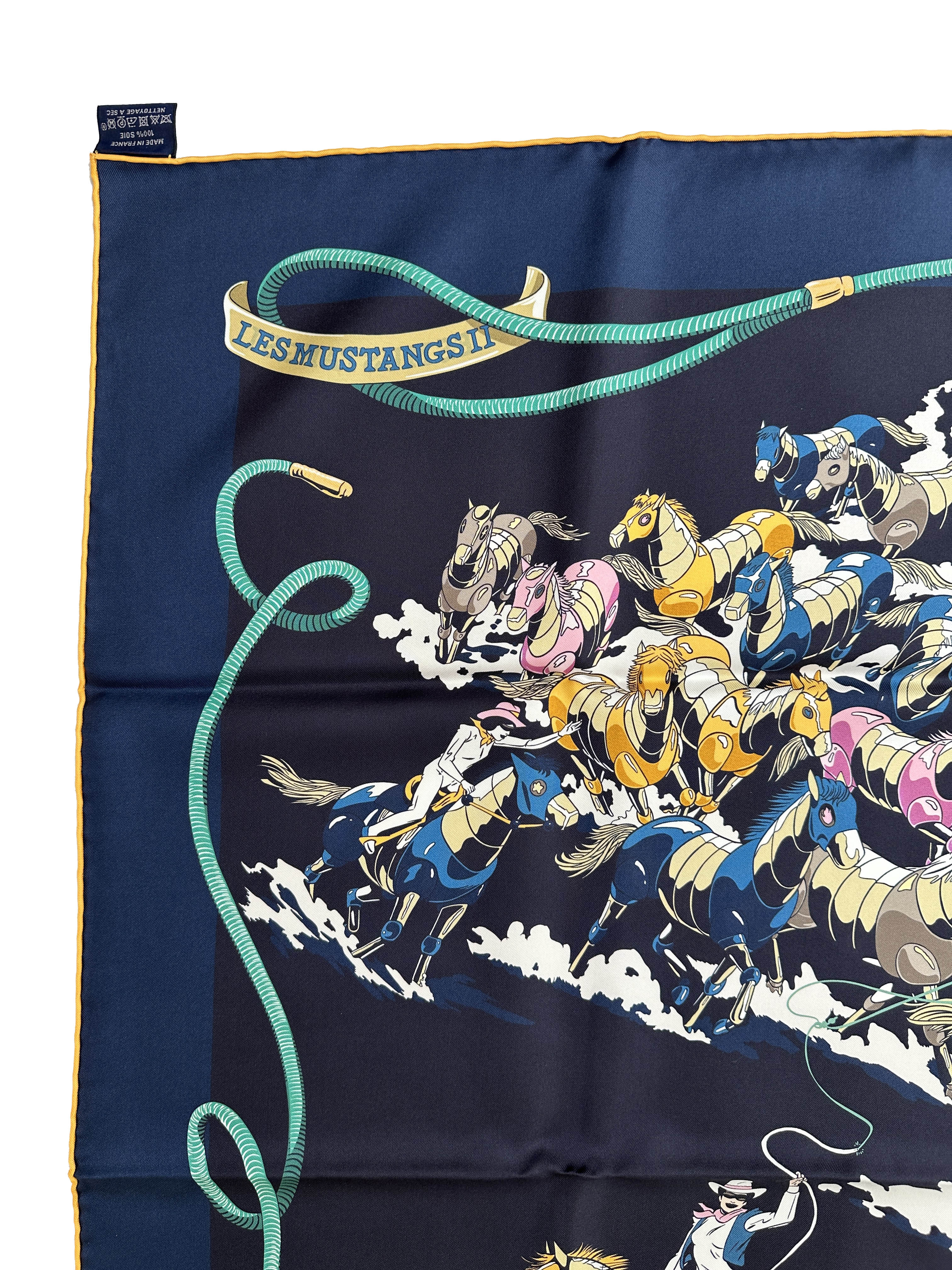 Hermès Les Mustangs II Double Face 90