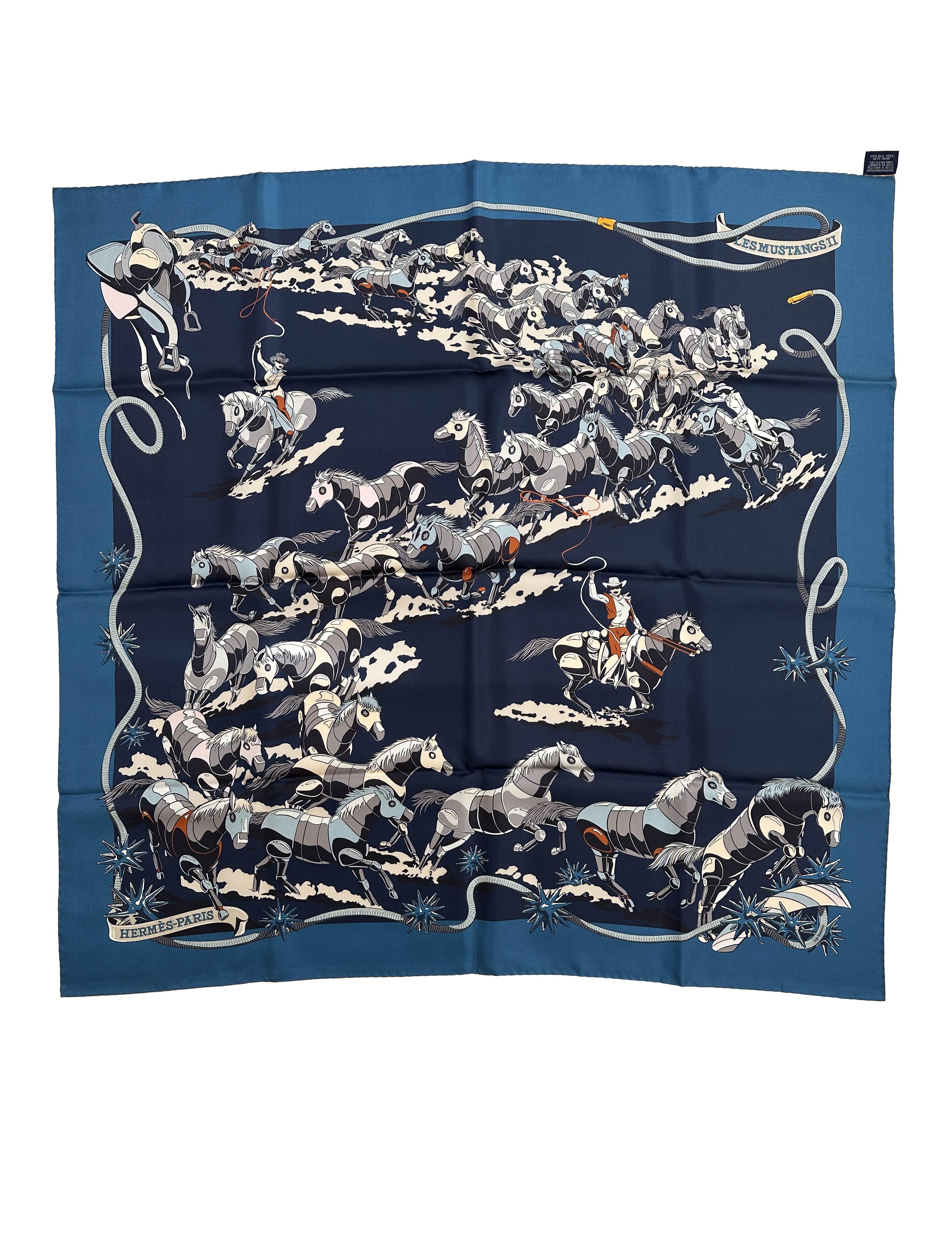 Hermès Les Mustangs II Double Face 90