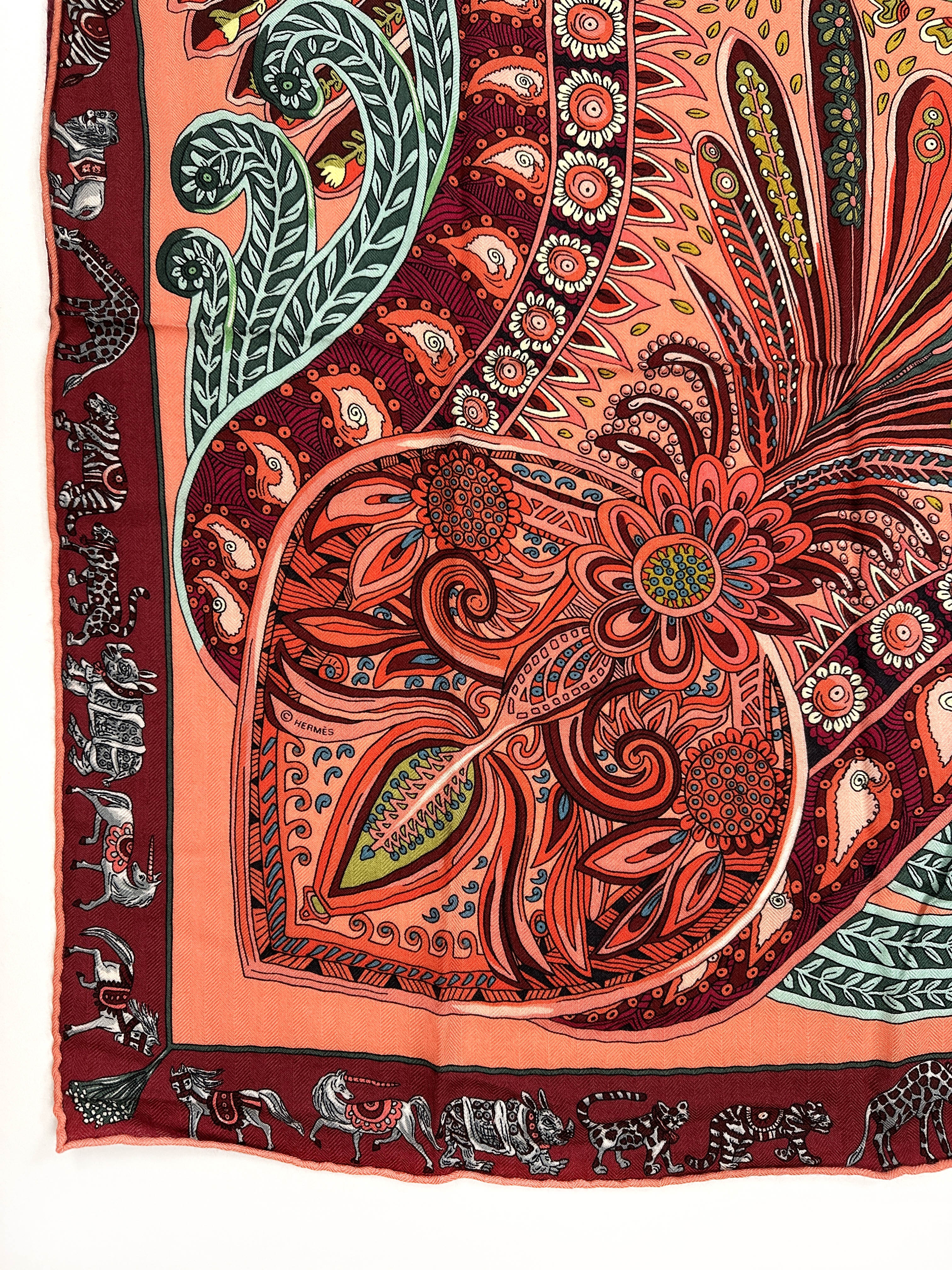 Hermès Le Jardin de Maharani Cashmere Silk 140