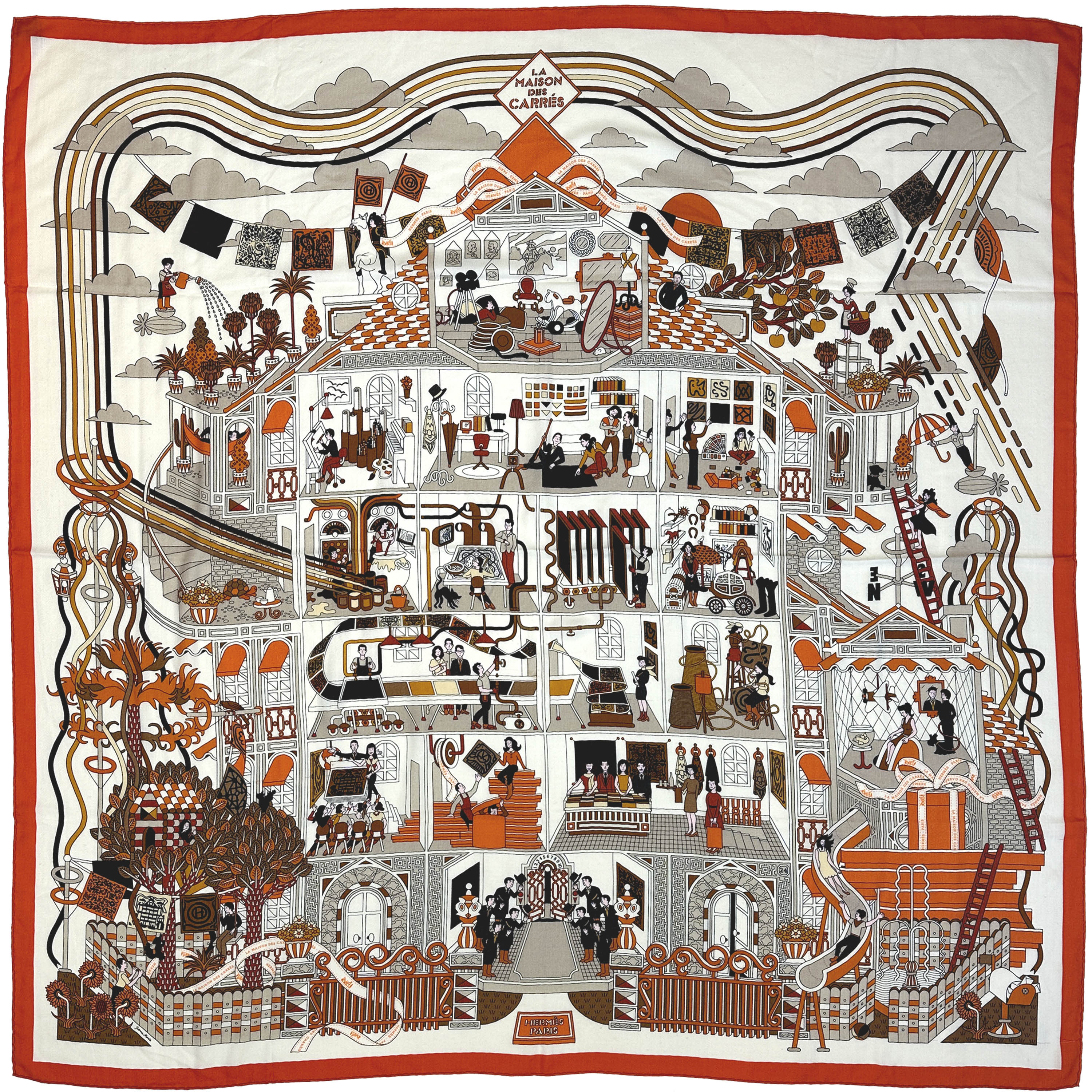 Hermès La Maison des Carrés Cashmere Silk 140