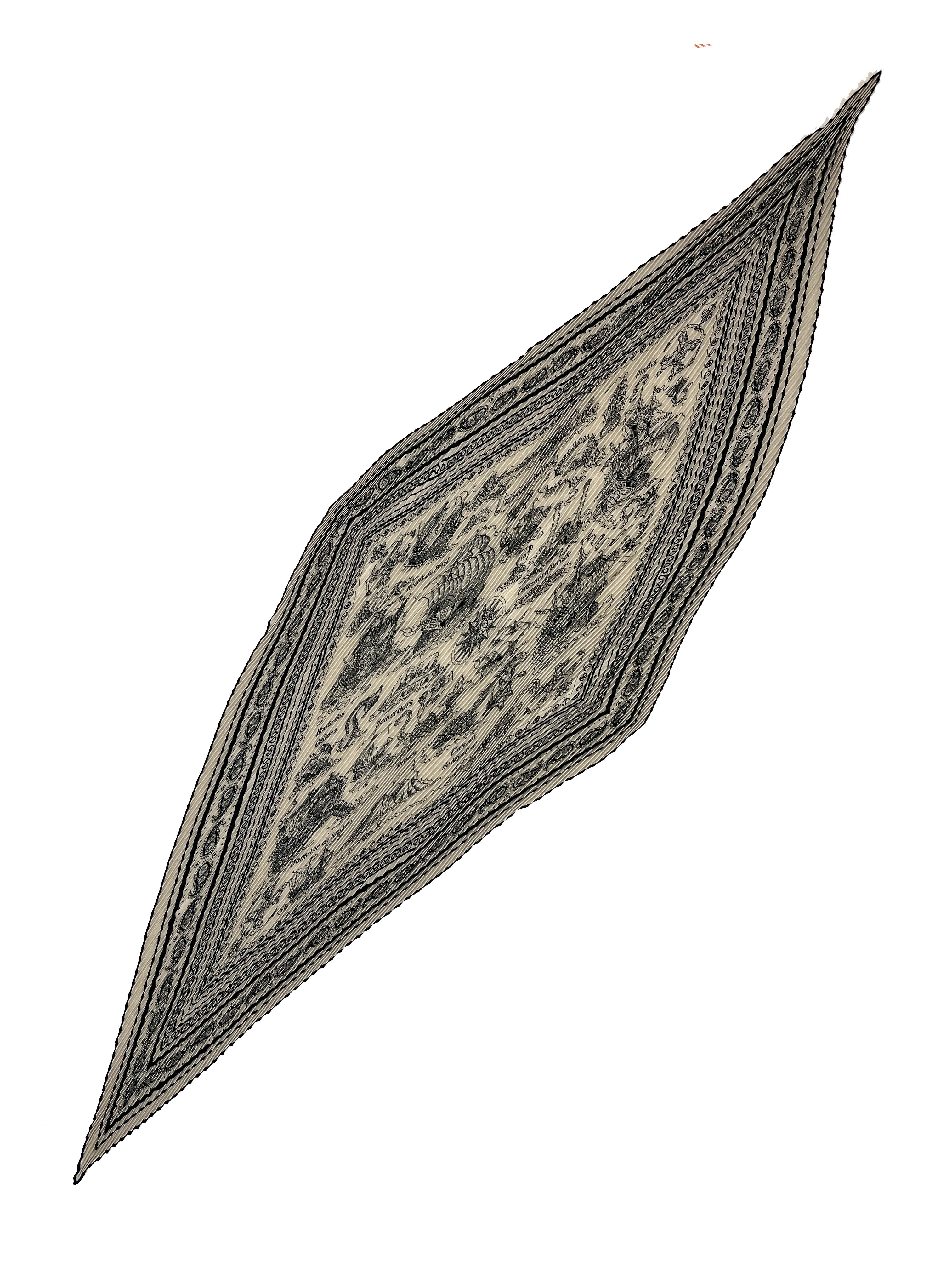Hermès Tatouages Marins Cashmere Silk Plissé 140