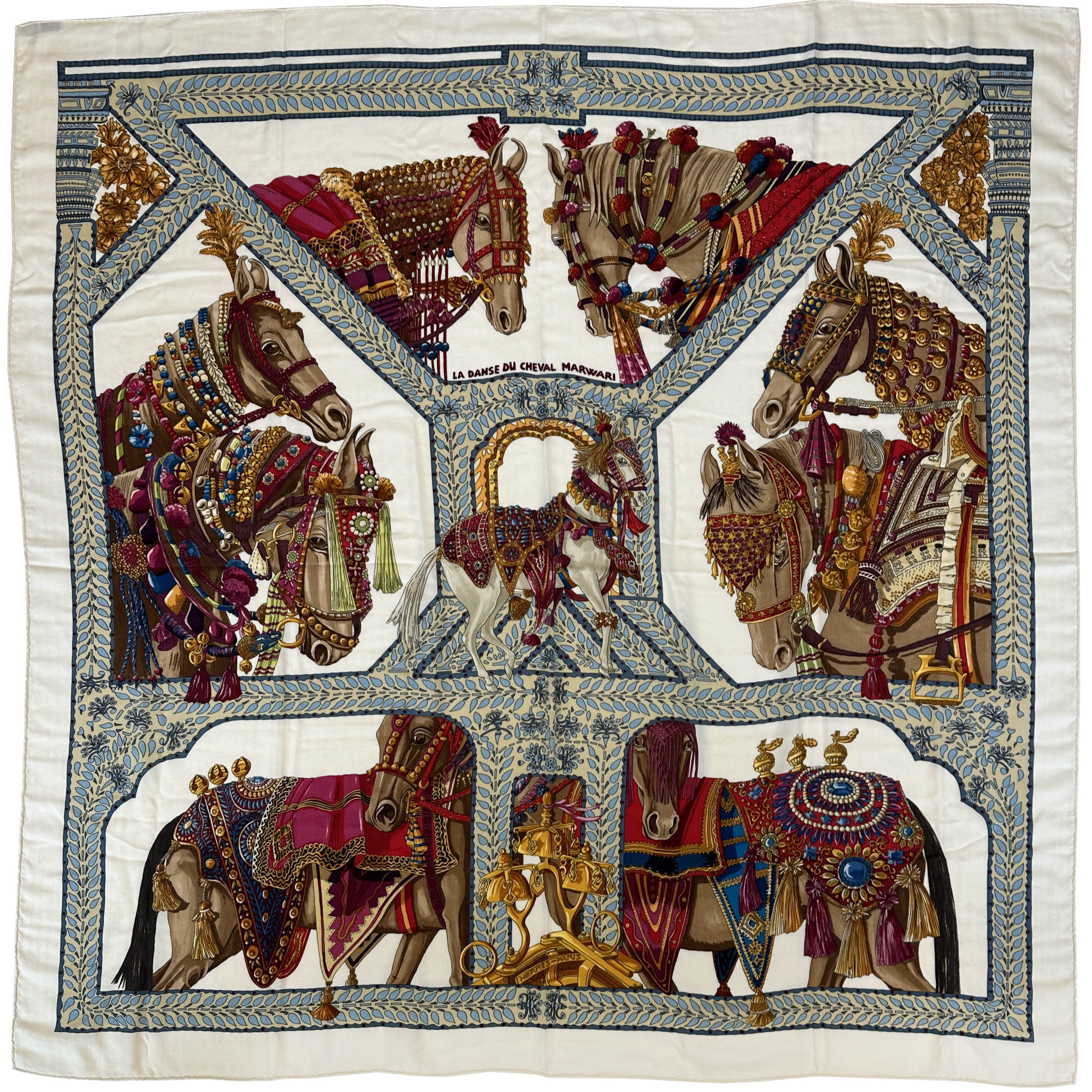 Hermès La Danse du Cheval Marwari Cashmere Silk 140