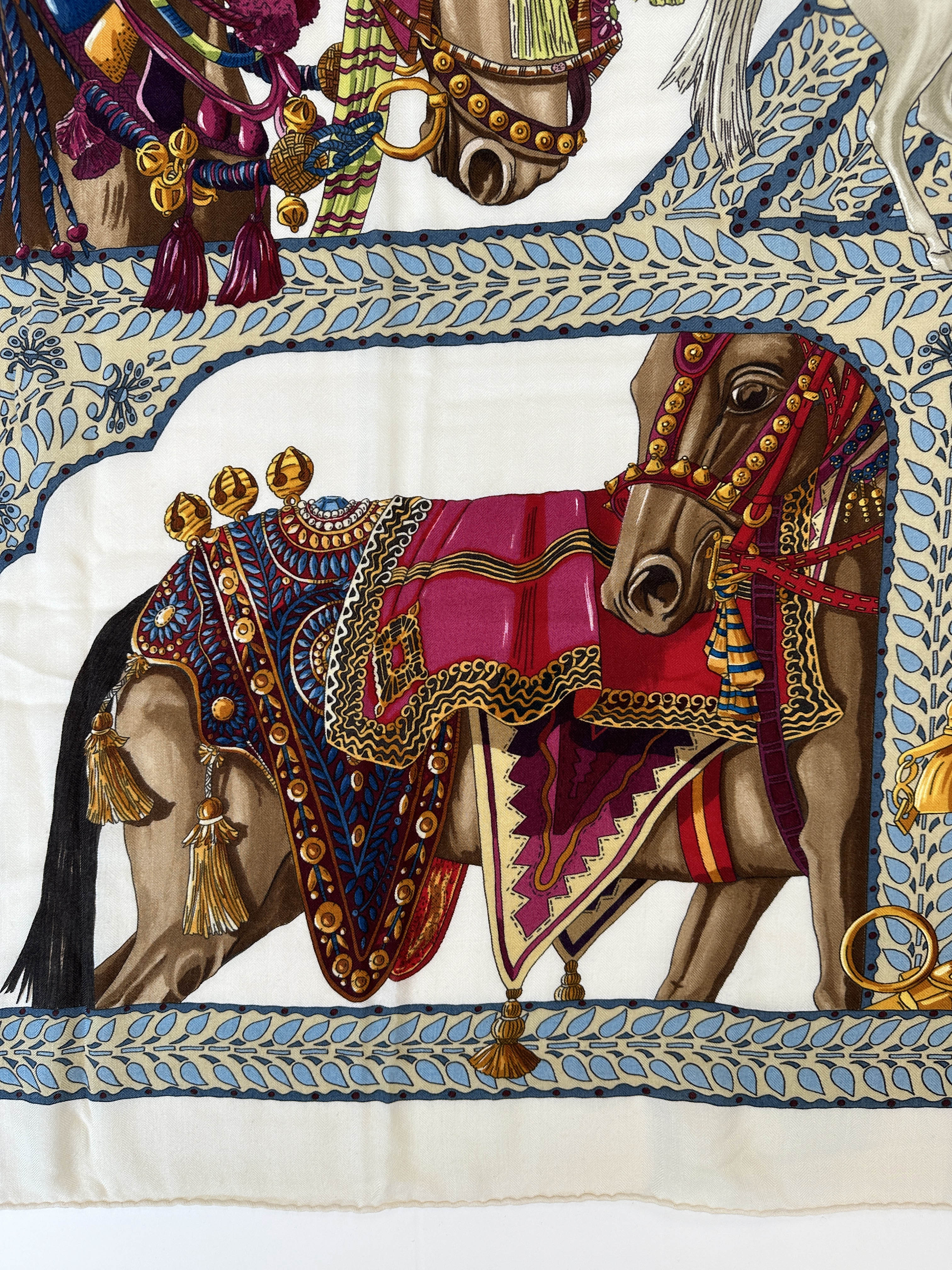Hermès La Danse du Cheval Marwari Cashmere Silk 140
