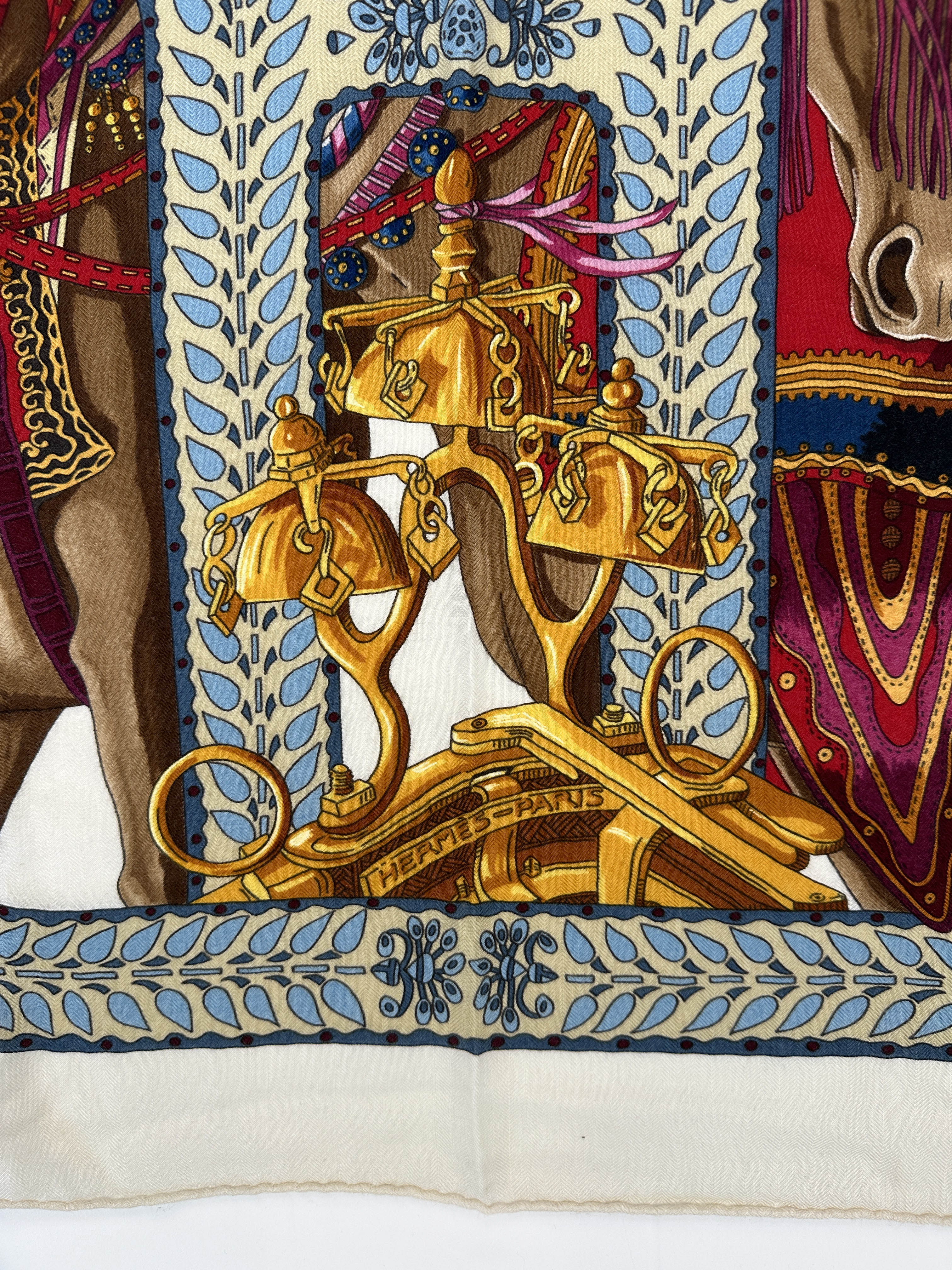 Hermès La Danse du Cheval Marwari Cashmere Silk 140