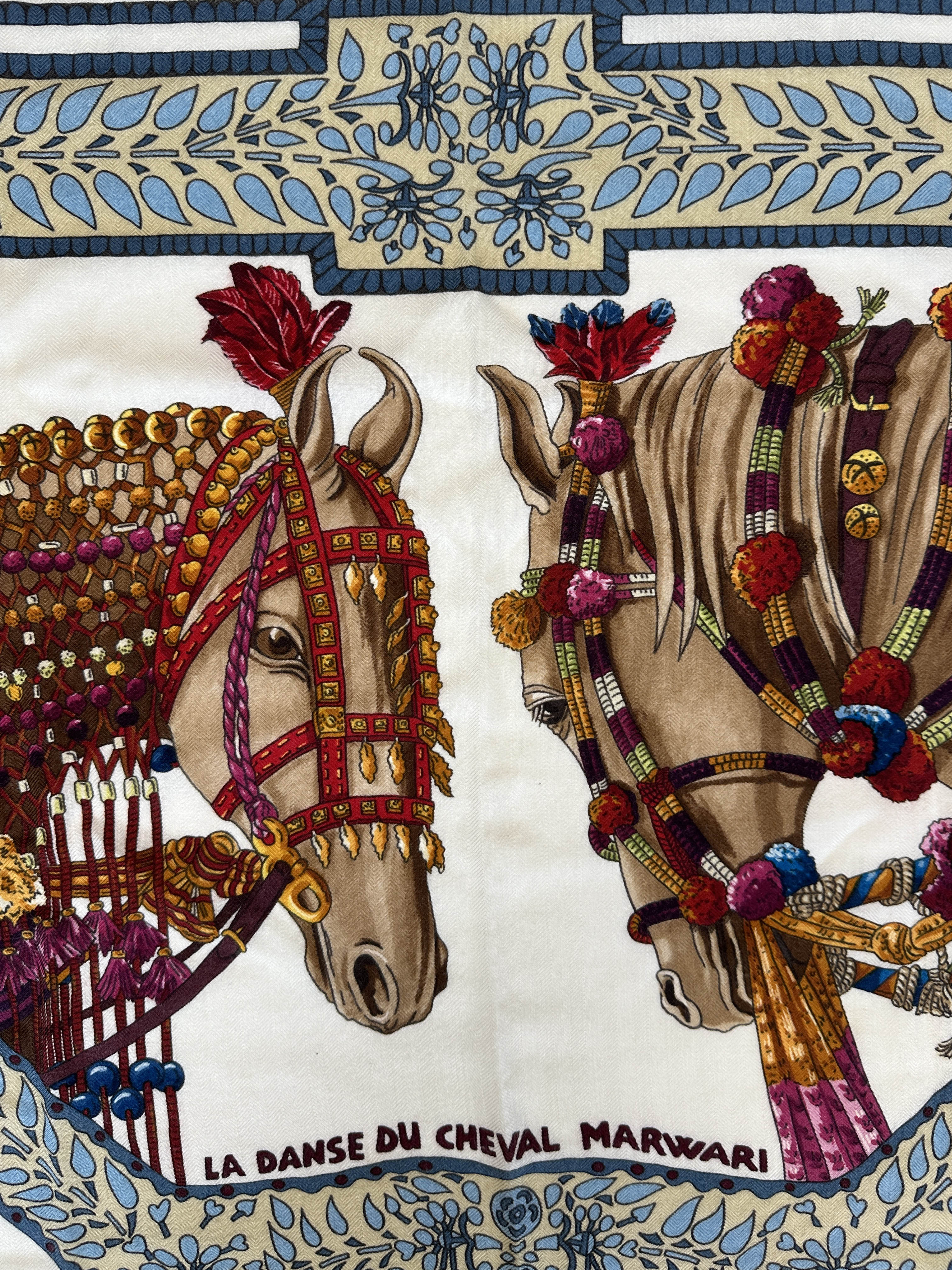 Hermès La Danse du Cheval Marwari Cashmere Silk 140