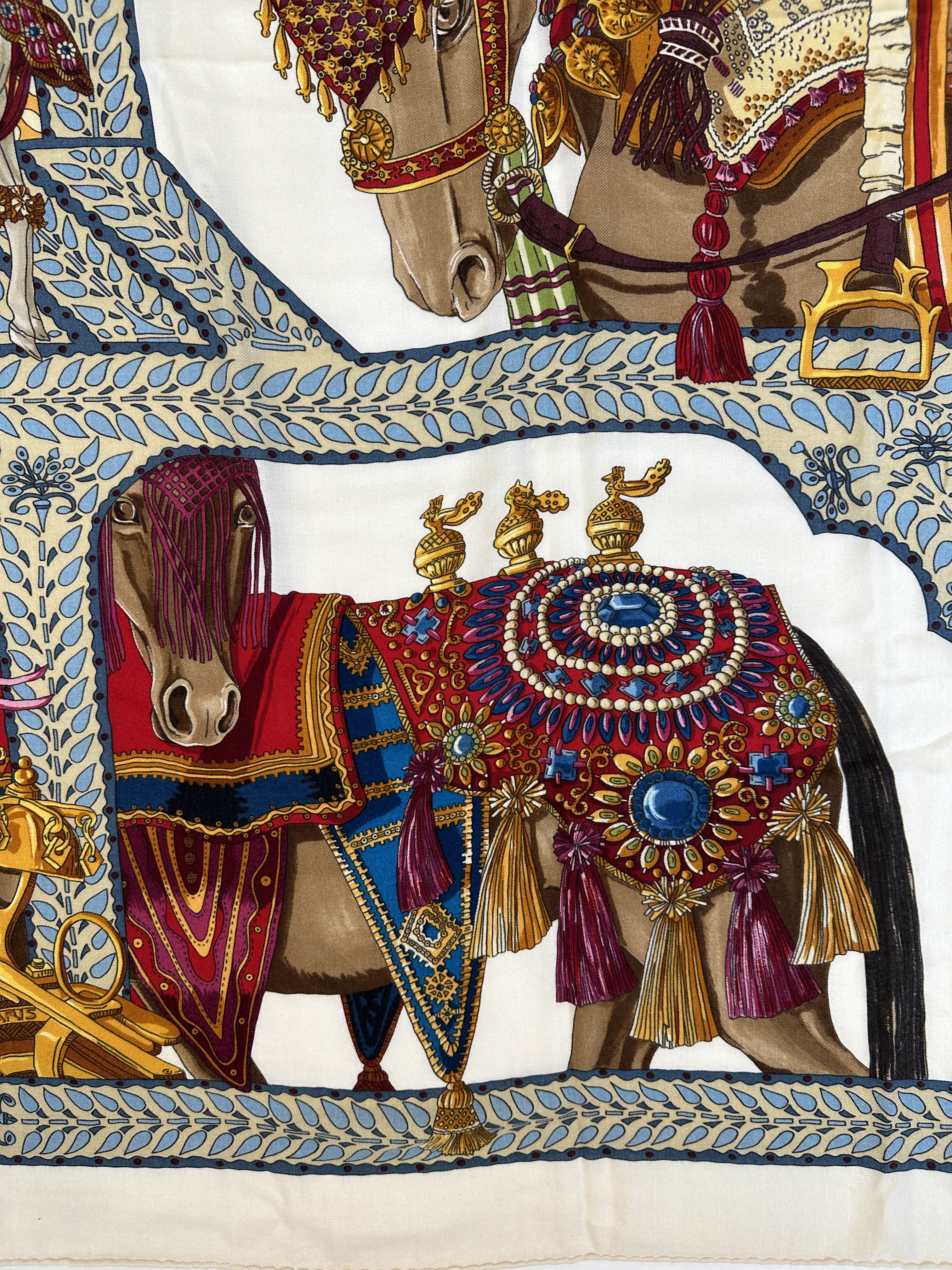 Hermès La Danse du Cheval Marwari Cashmere Silk 140