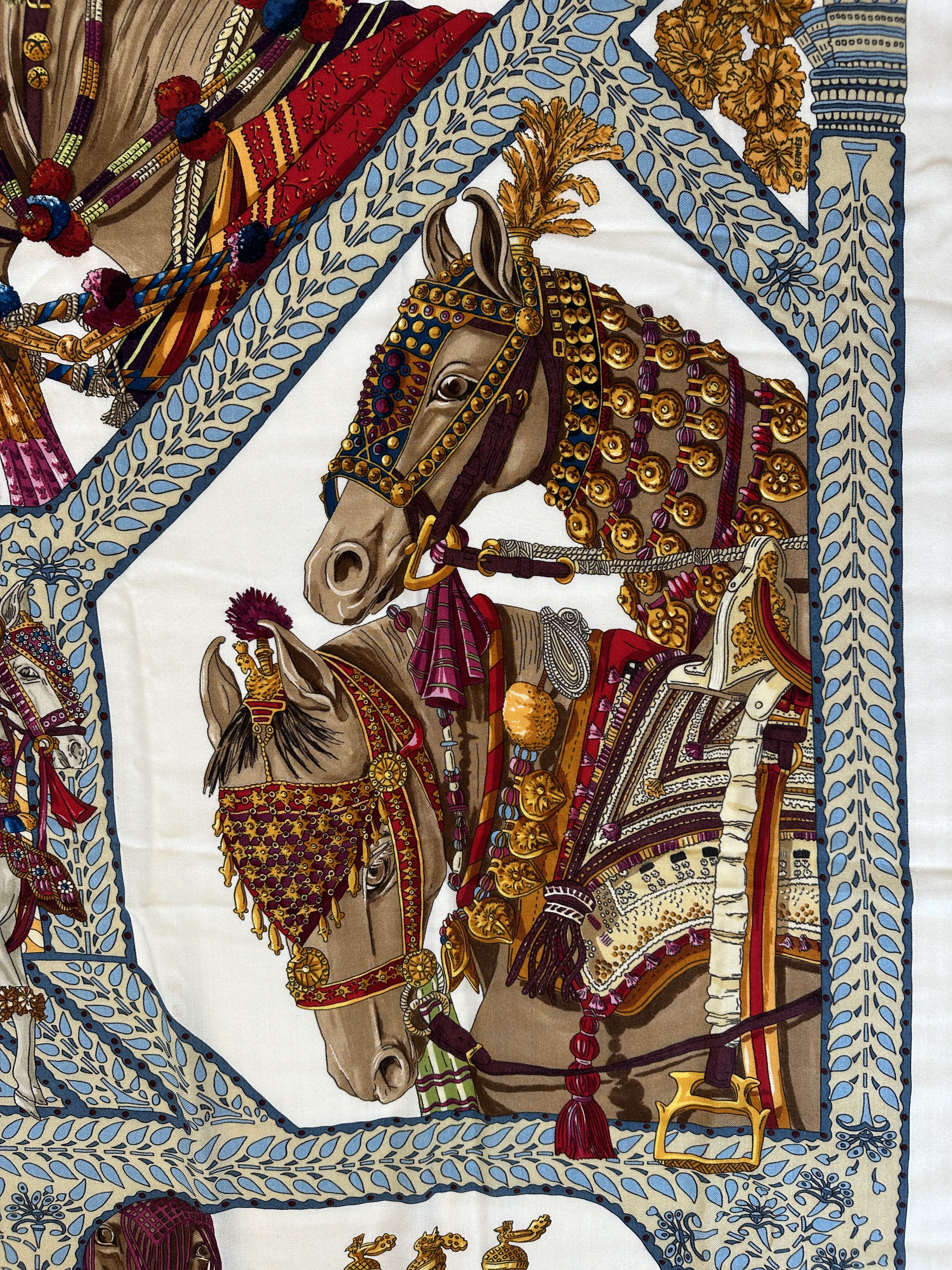 Hermès La Danse du Cheval Marwari Cashmere Silk 140