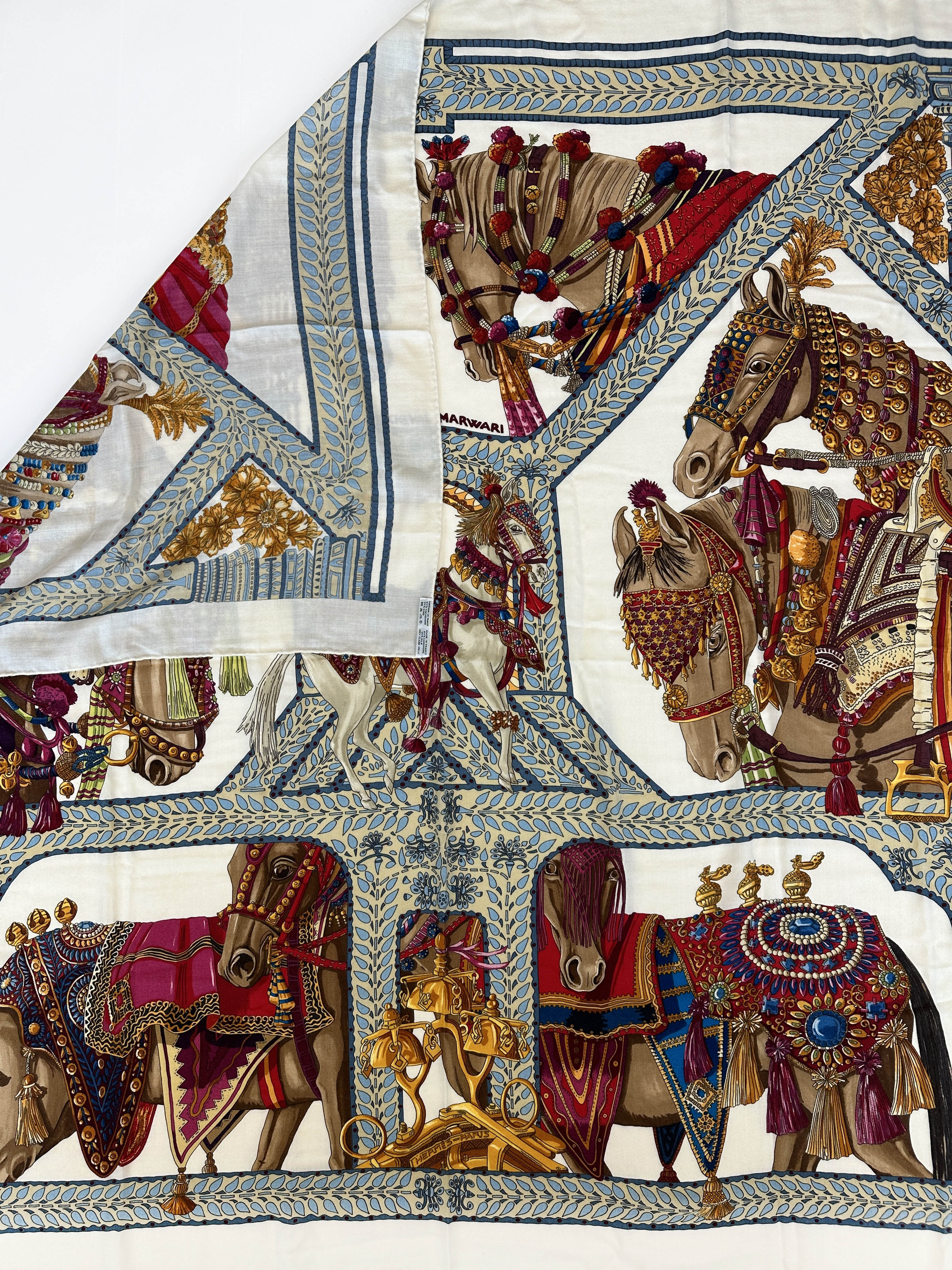 Hermès La Danse du Cheval Marwari Cashmere Silk 140