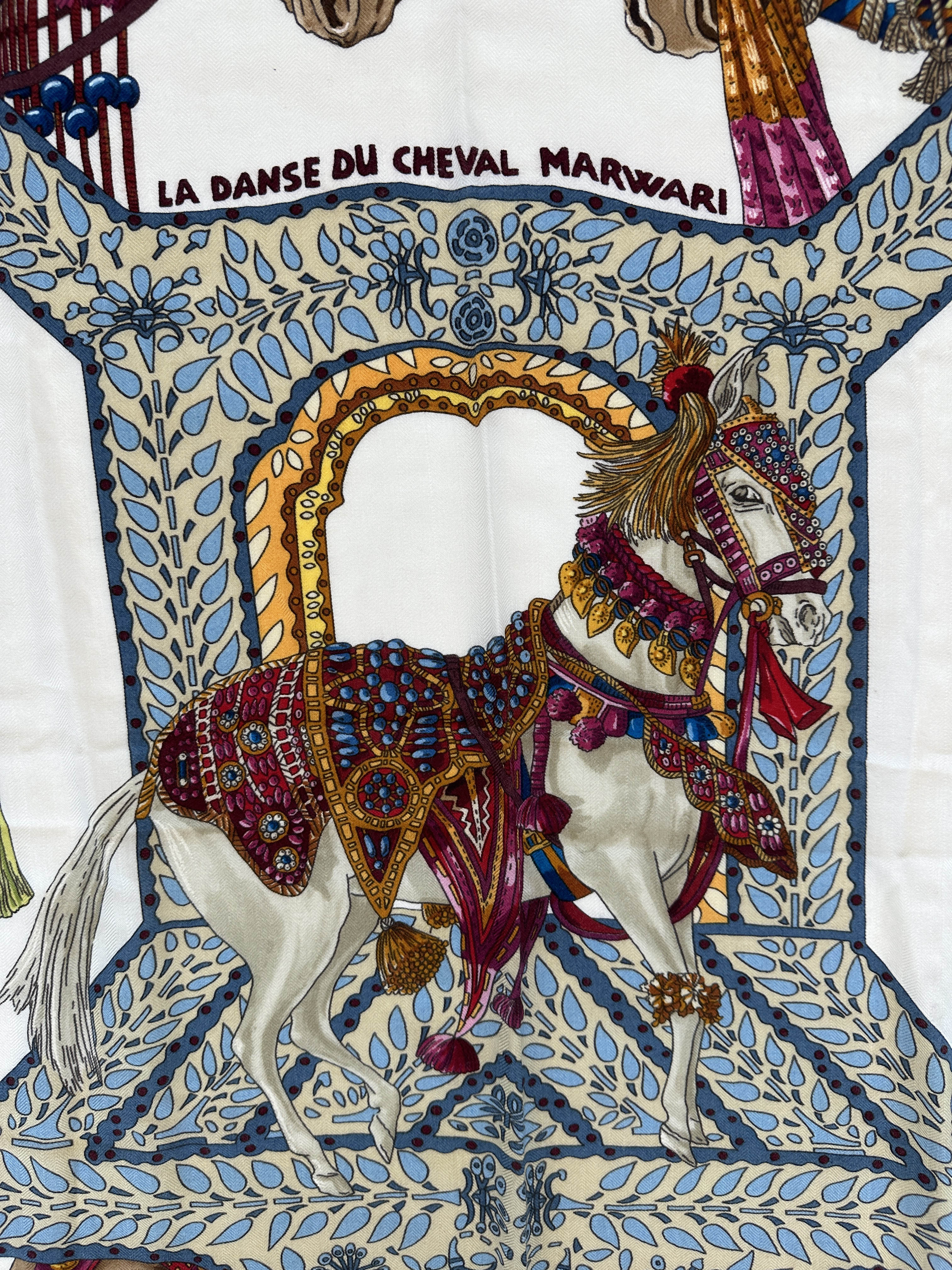 Hermès La Danse du Cheval Marwari Cashmere Silk 140