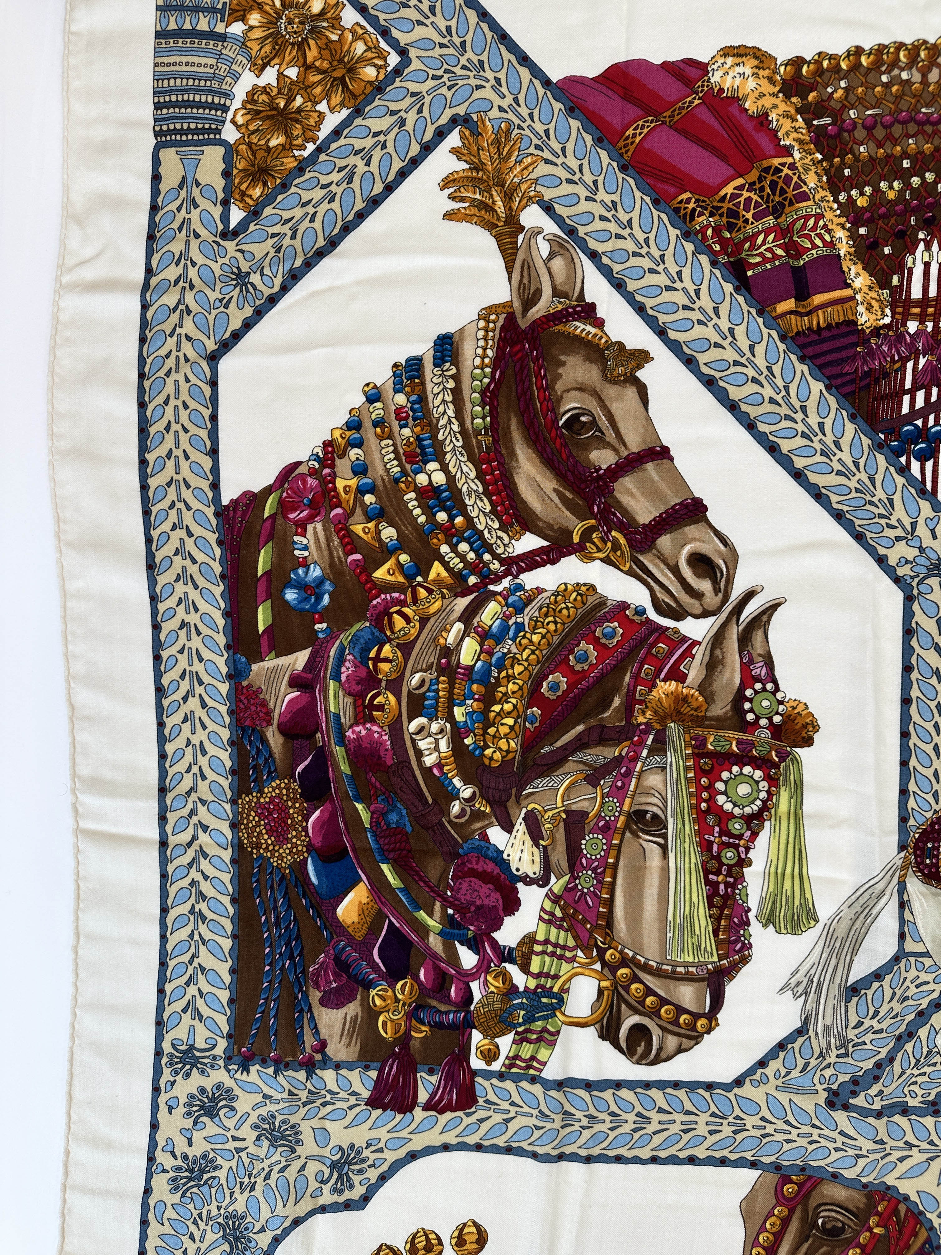 Hermès La Danse du Cheval Marwari Cashmere Silk 140