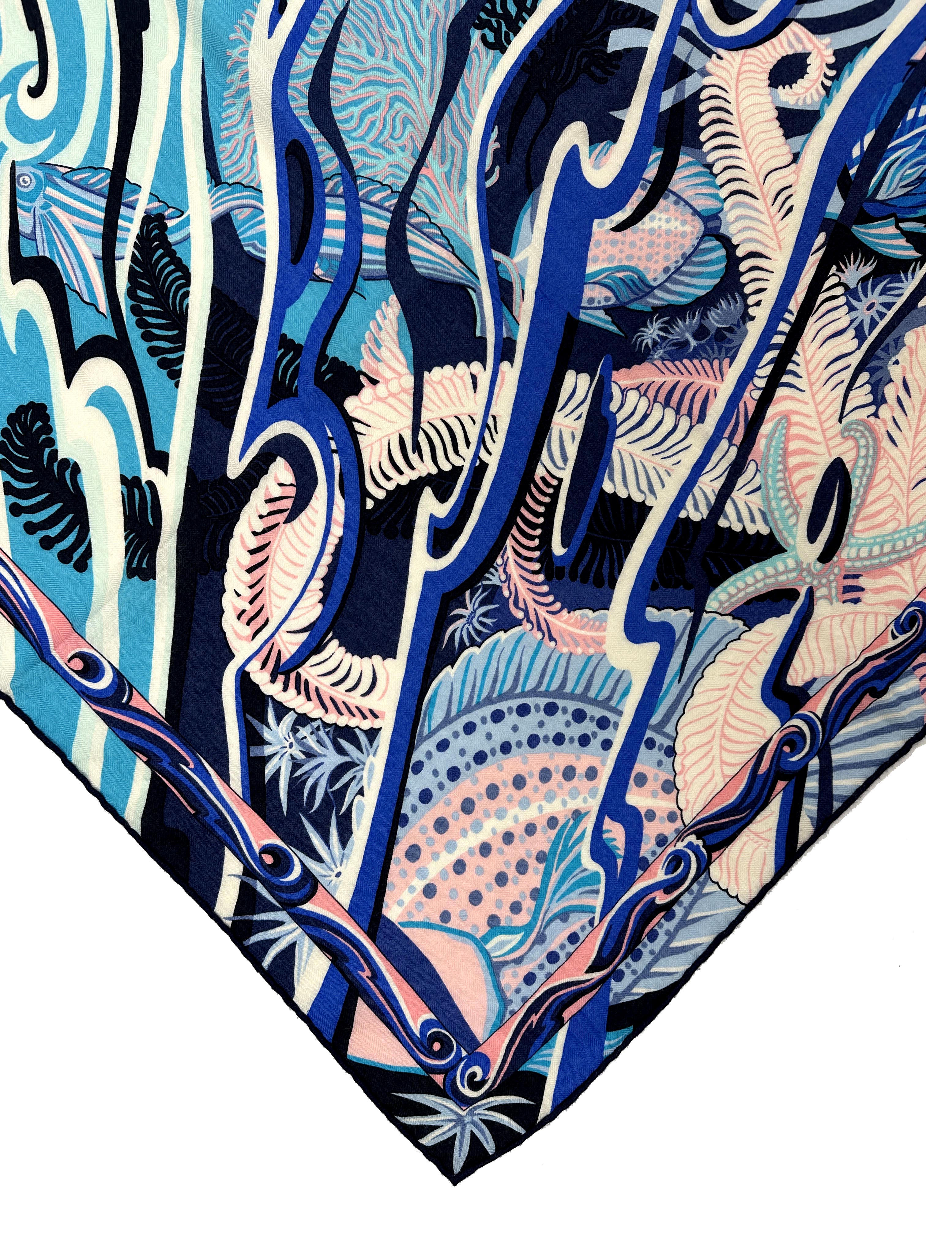 Hermès De La Mer Au Ciel Cashmere Silk 140