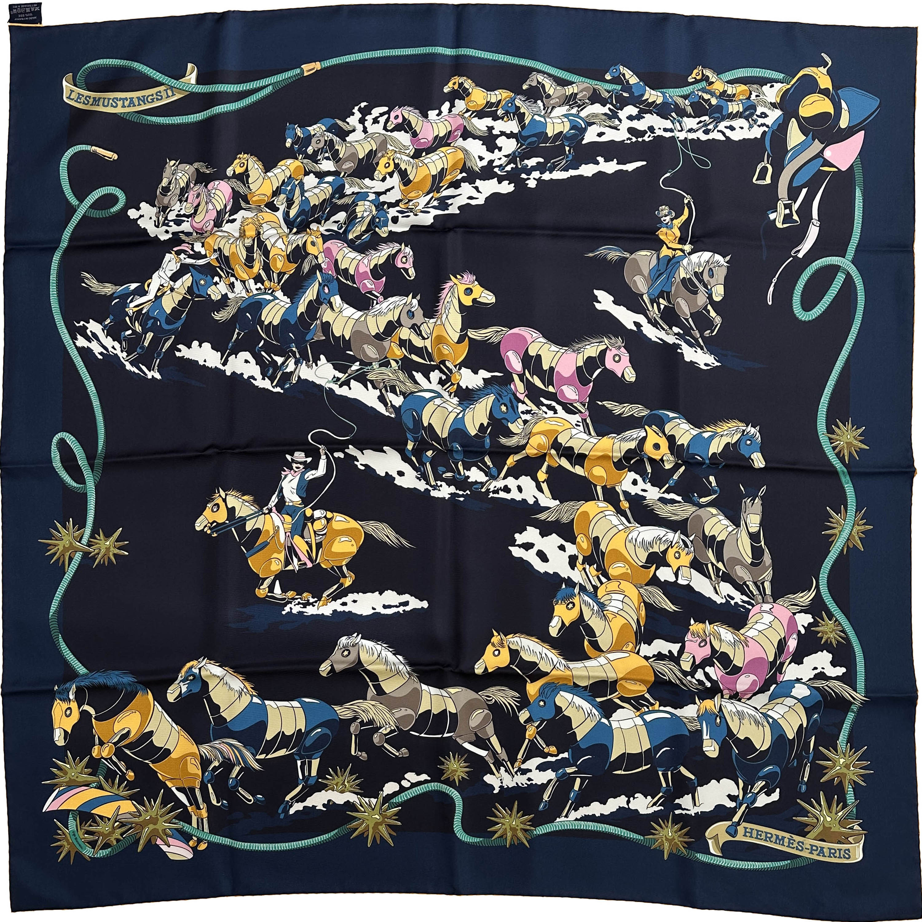 Hermès Les Mustangs II Double Face 90