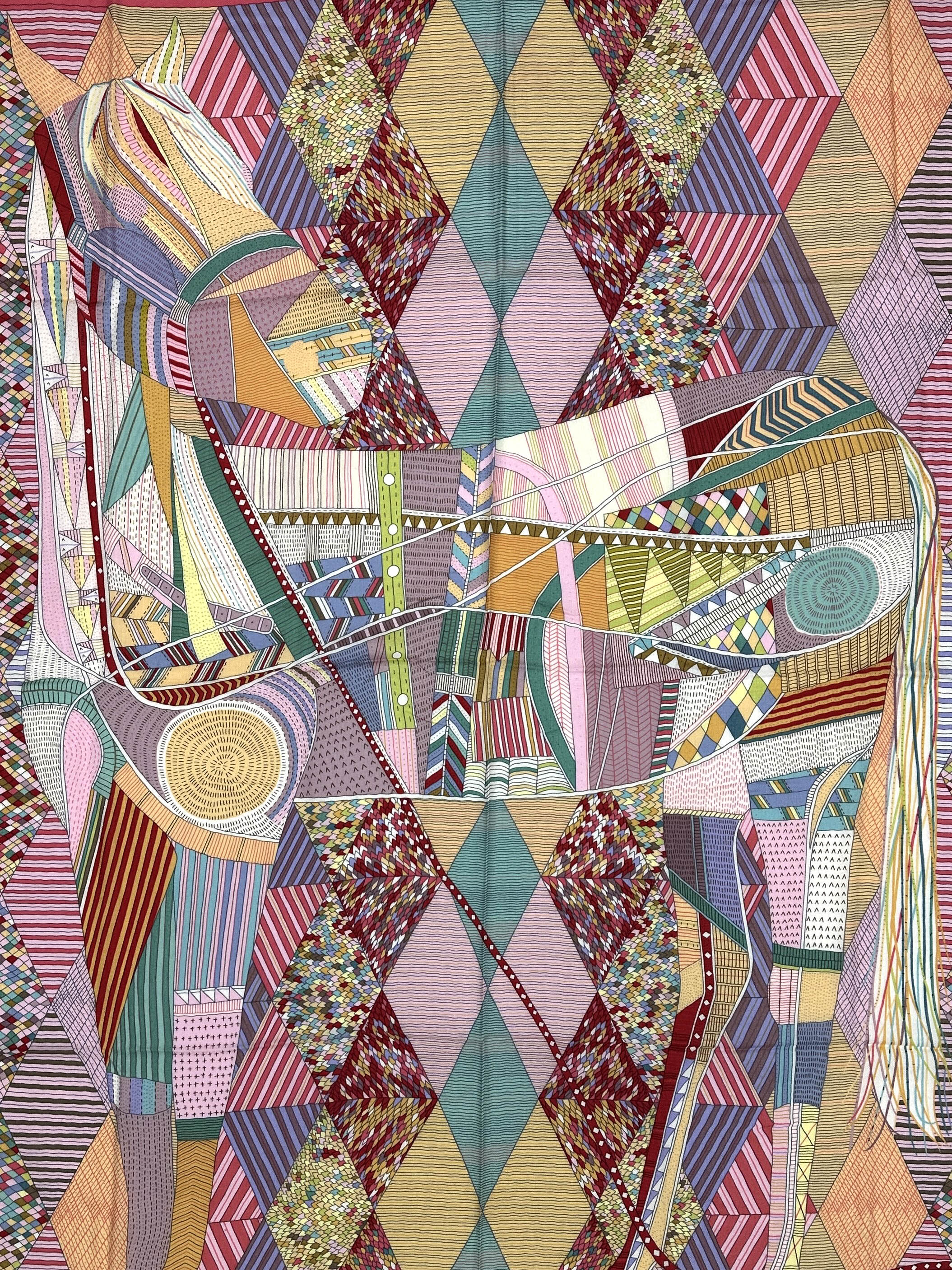 Hermès Patchwork Horse Cashmere Silk 140