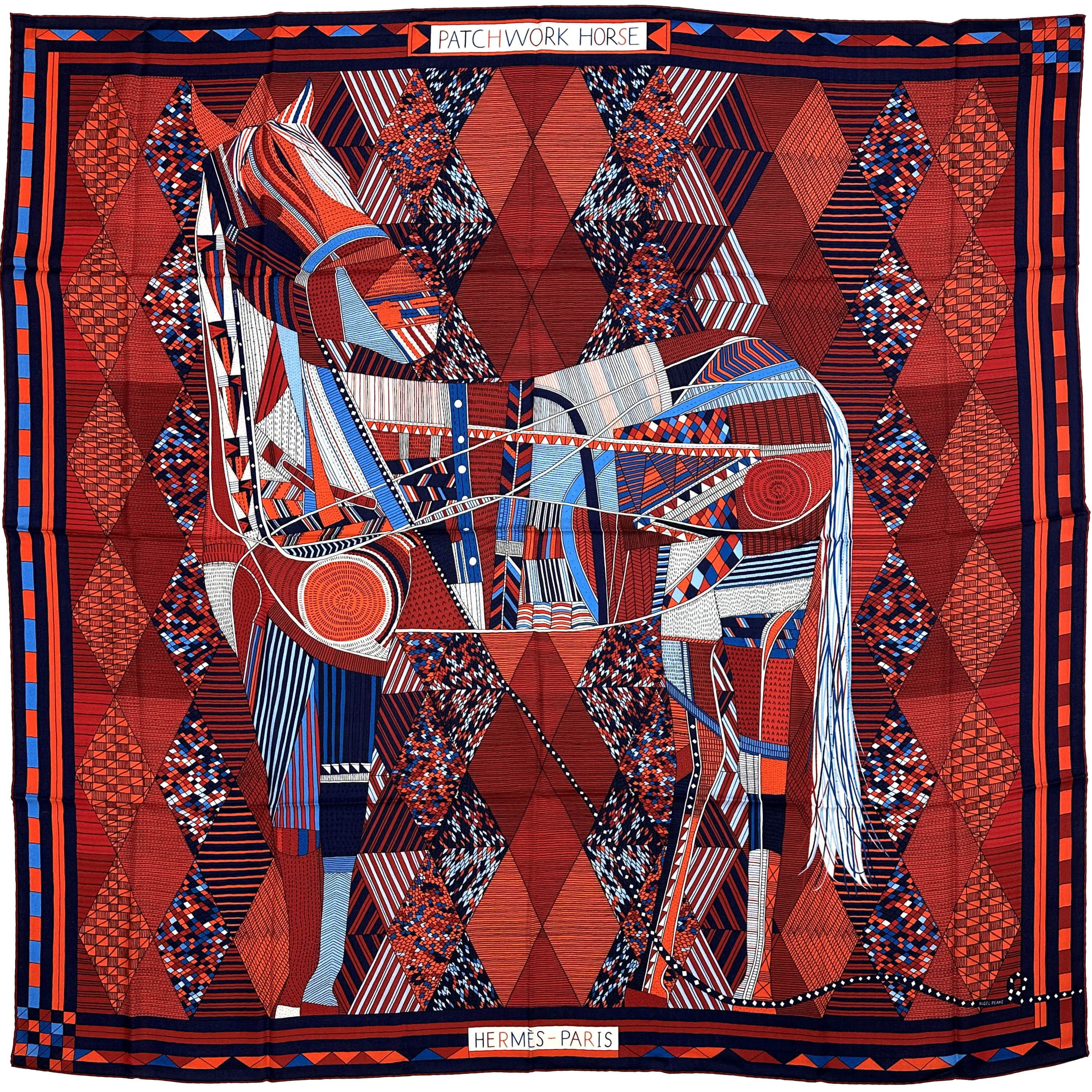 Hermès Patchwork Horse Cashmere Silk 140