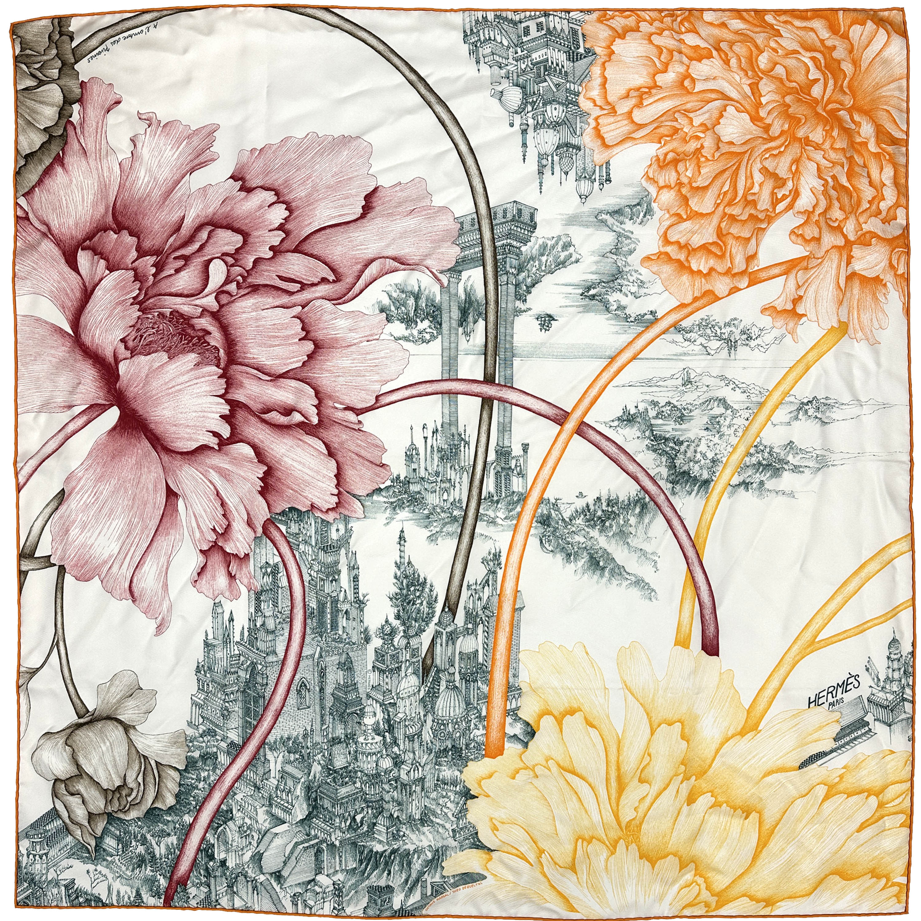 Hermès A L’Ombre des Pivoine 90