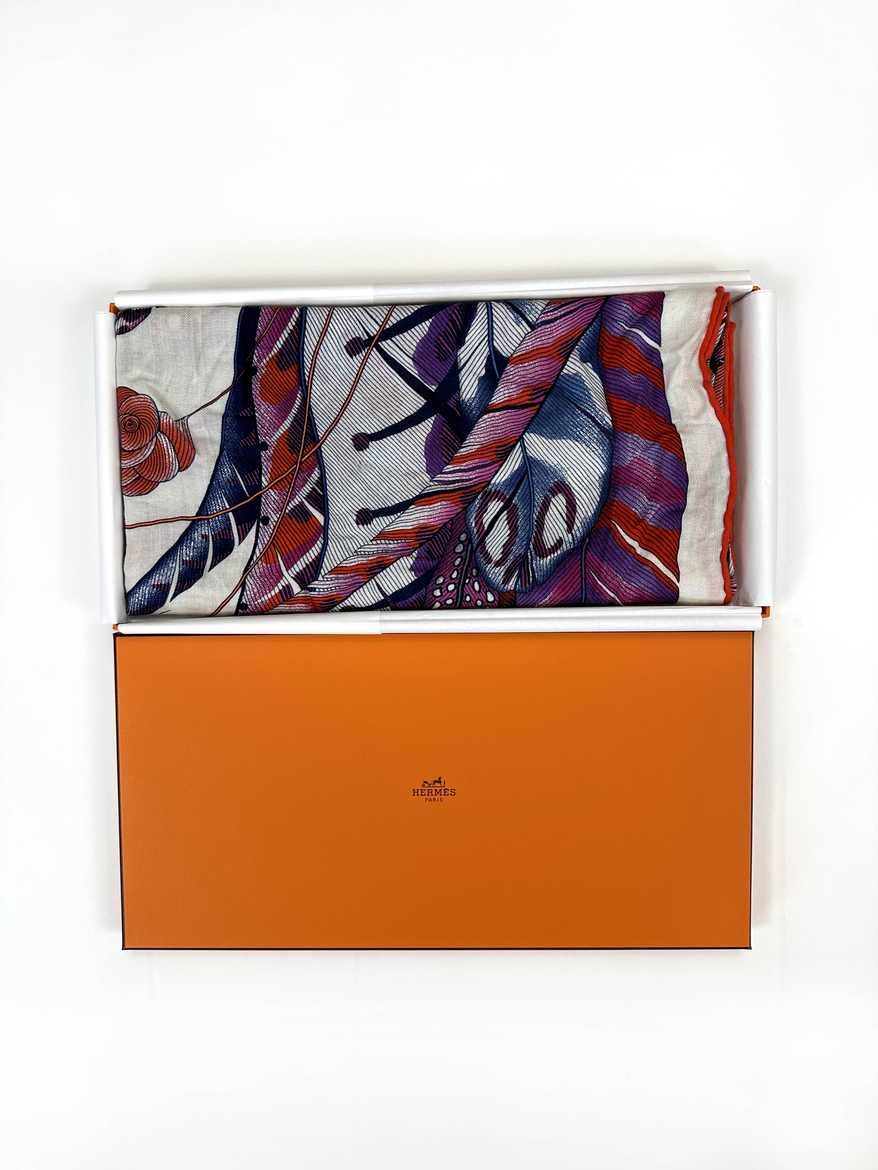 Hermès Plumes en Fete Cashmere Silk 140