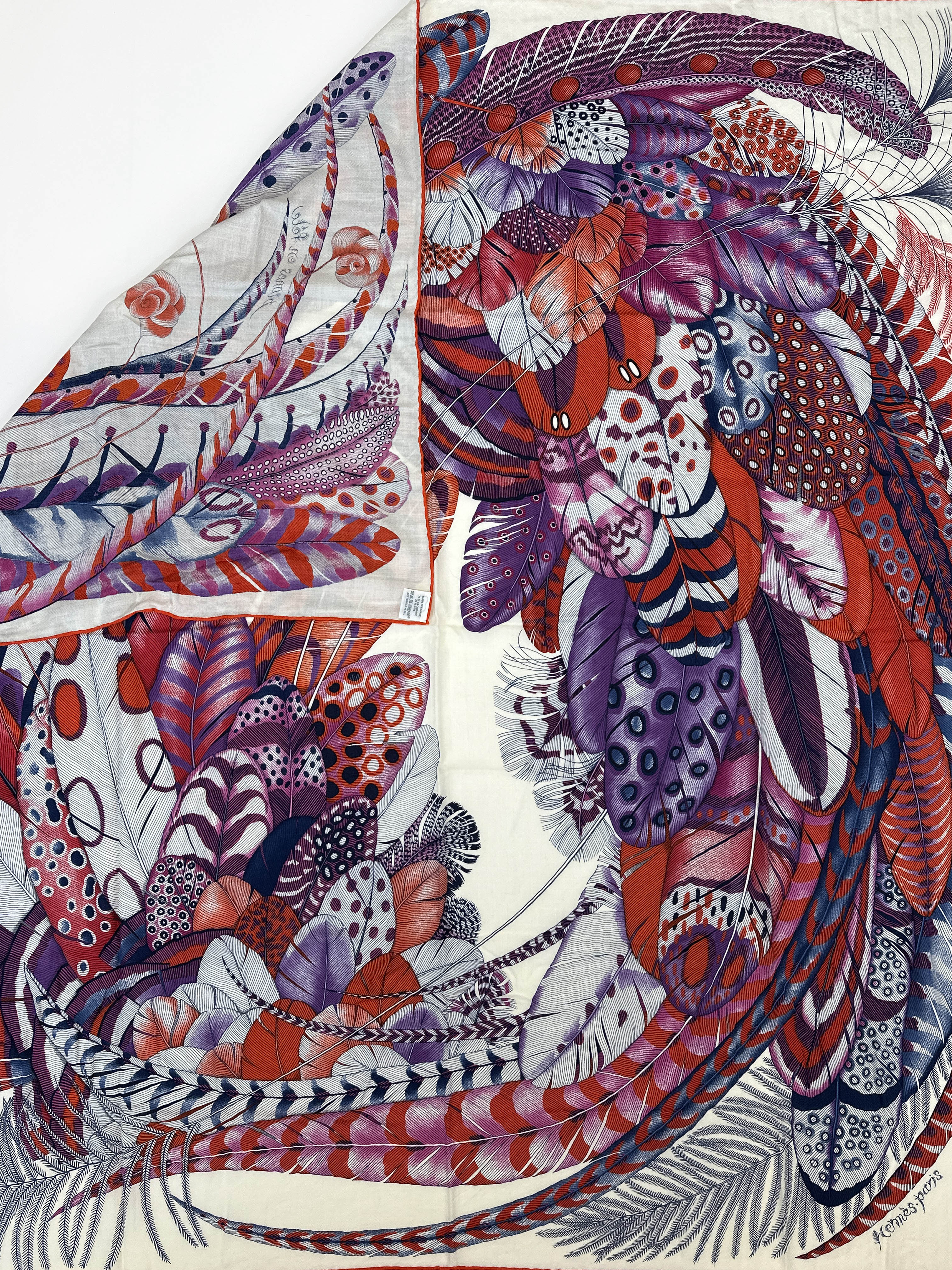 Hermès Plumes en Fete Cashmere Silk 140