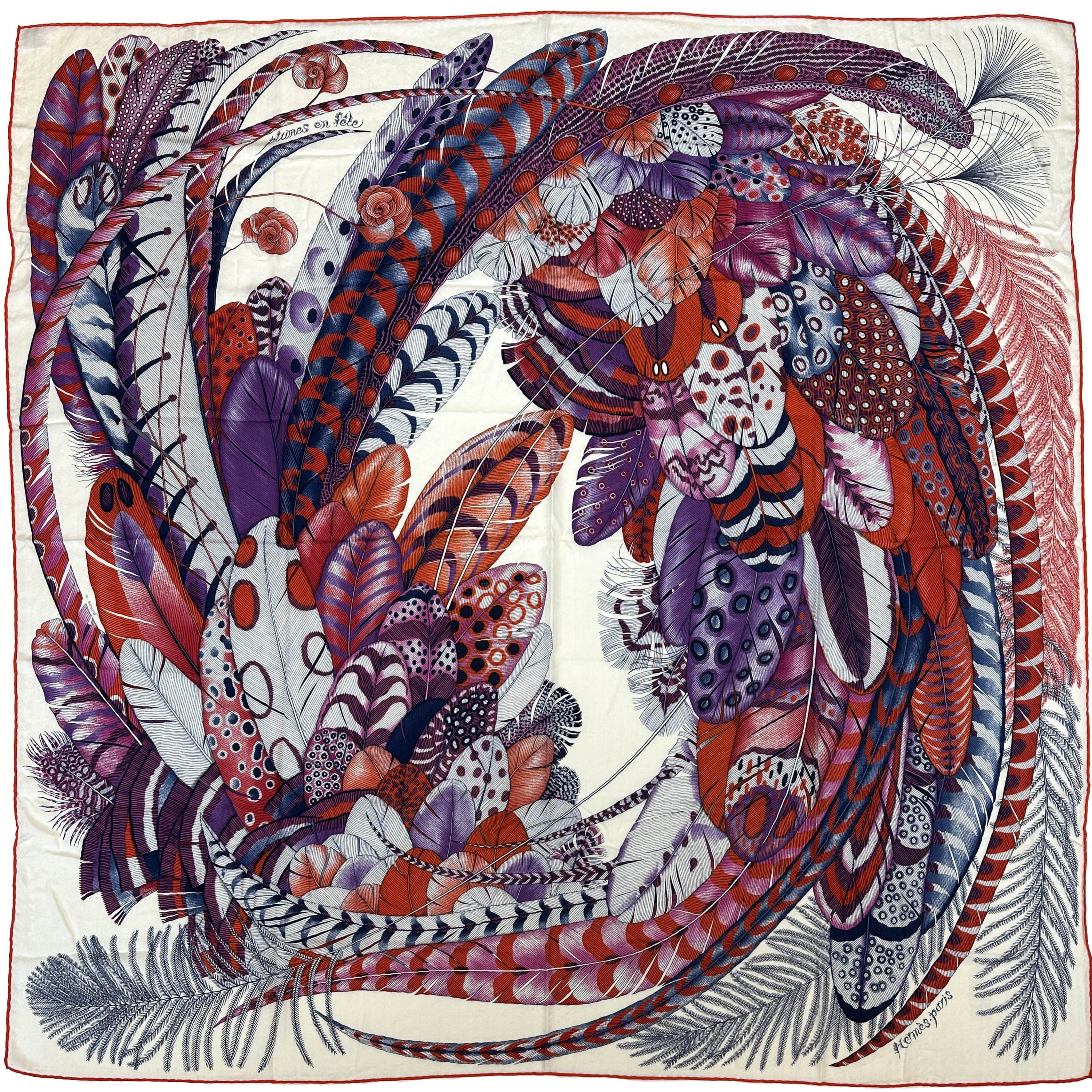 Hermès Plumes en Fete Cashmere Silk 140