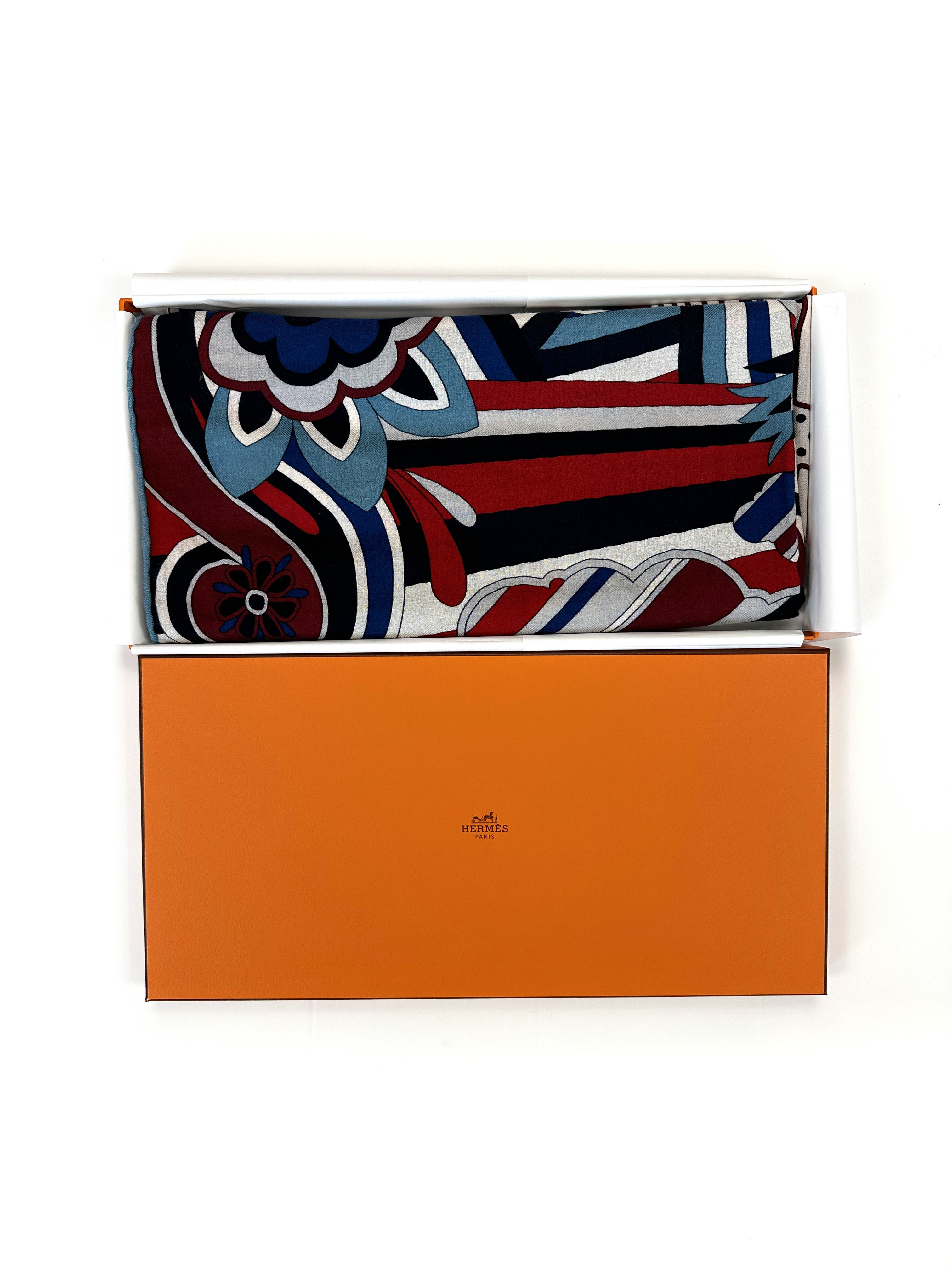 Hermès Faubourg Rainbow Cashmere Silk 140