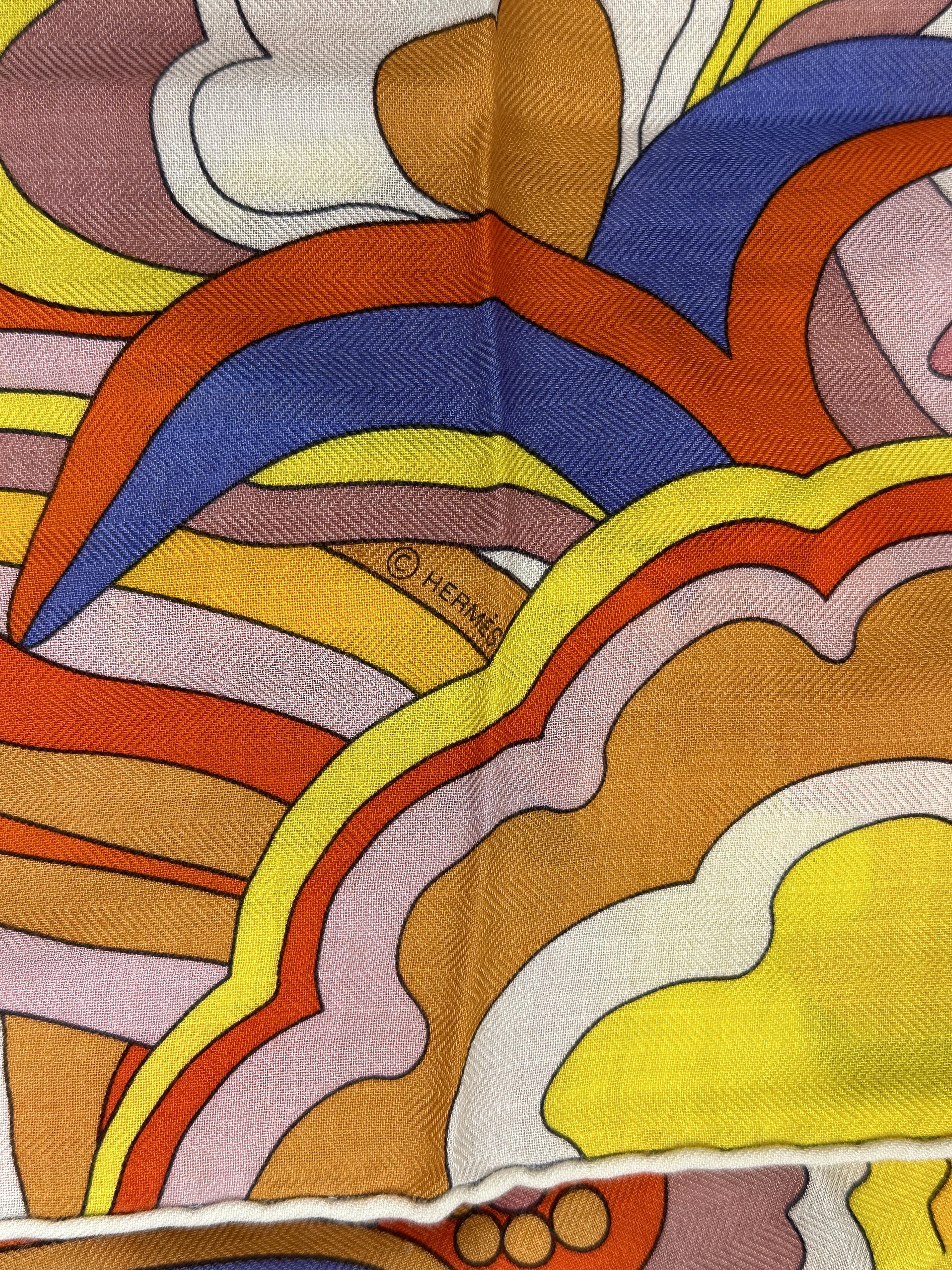 Hermès Faubourg Rainbow Cashmere Silk 140