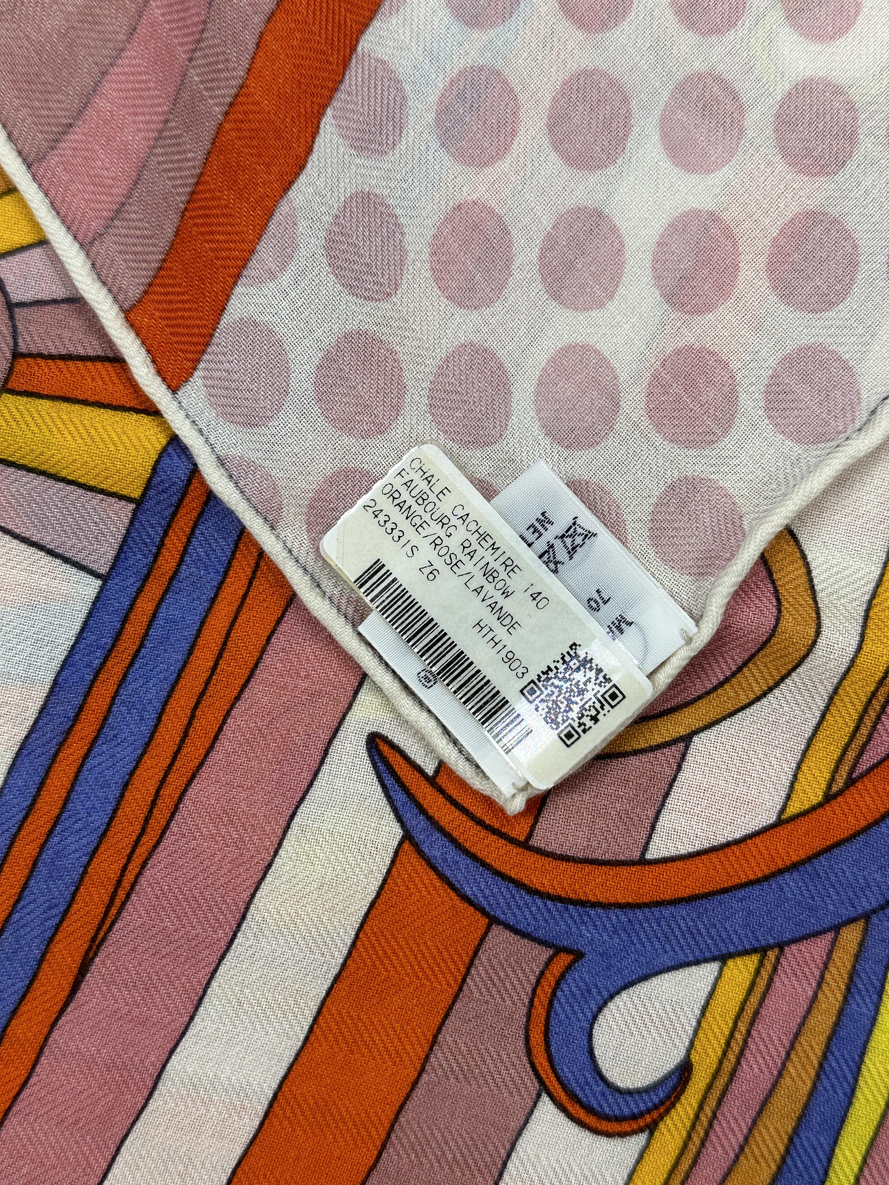 Hermès Faubourg Rainbow Cashmere Silk 140