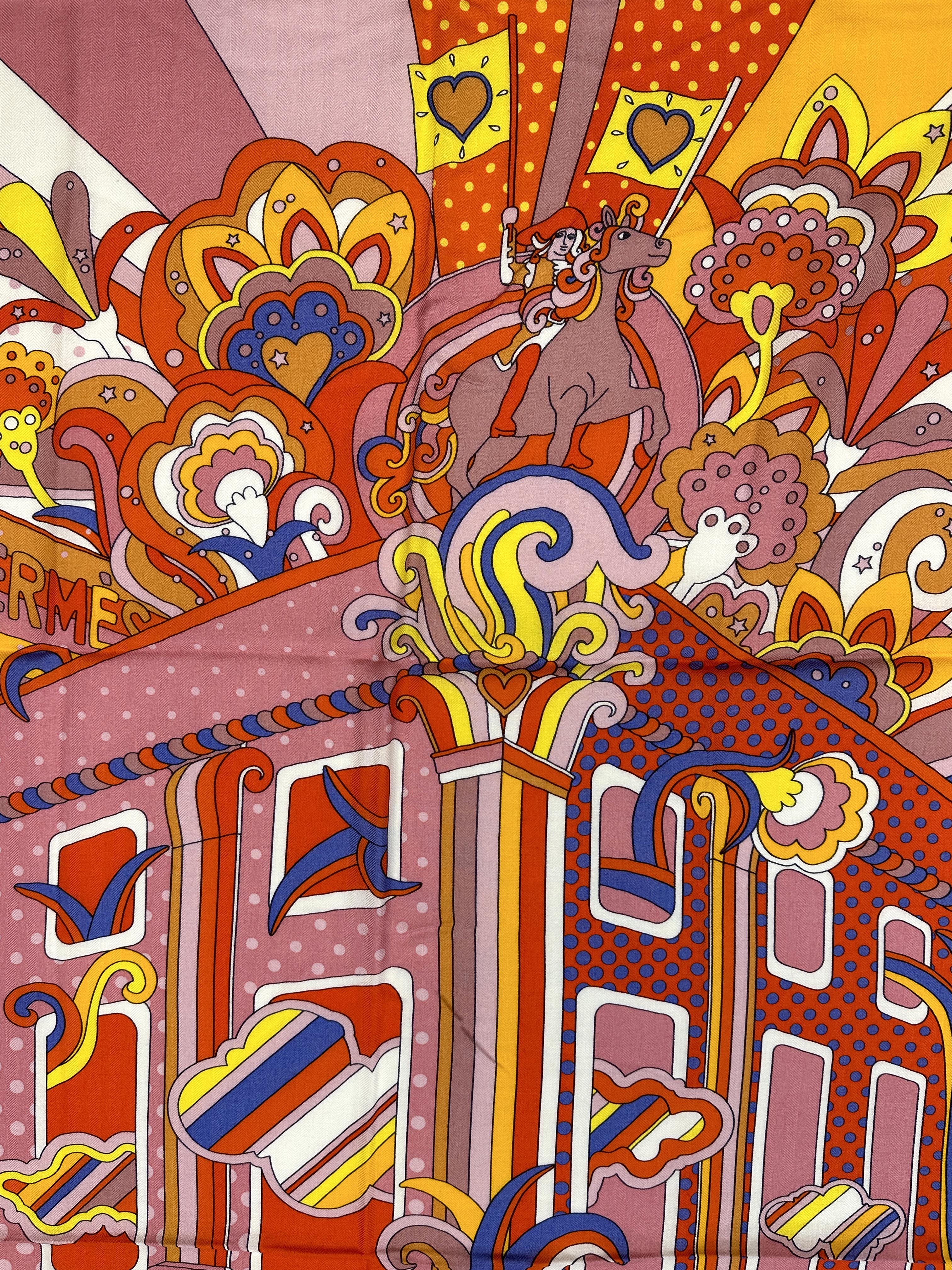 Hermès Faubourg Rainbow Cashmere Silk 140