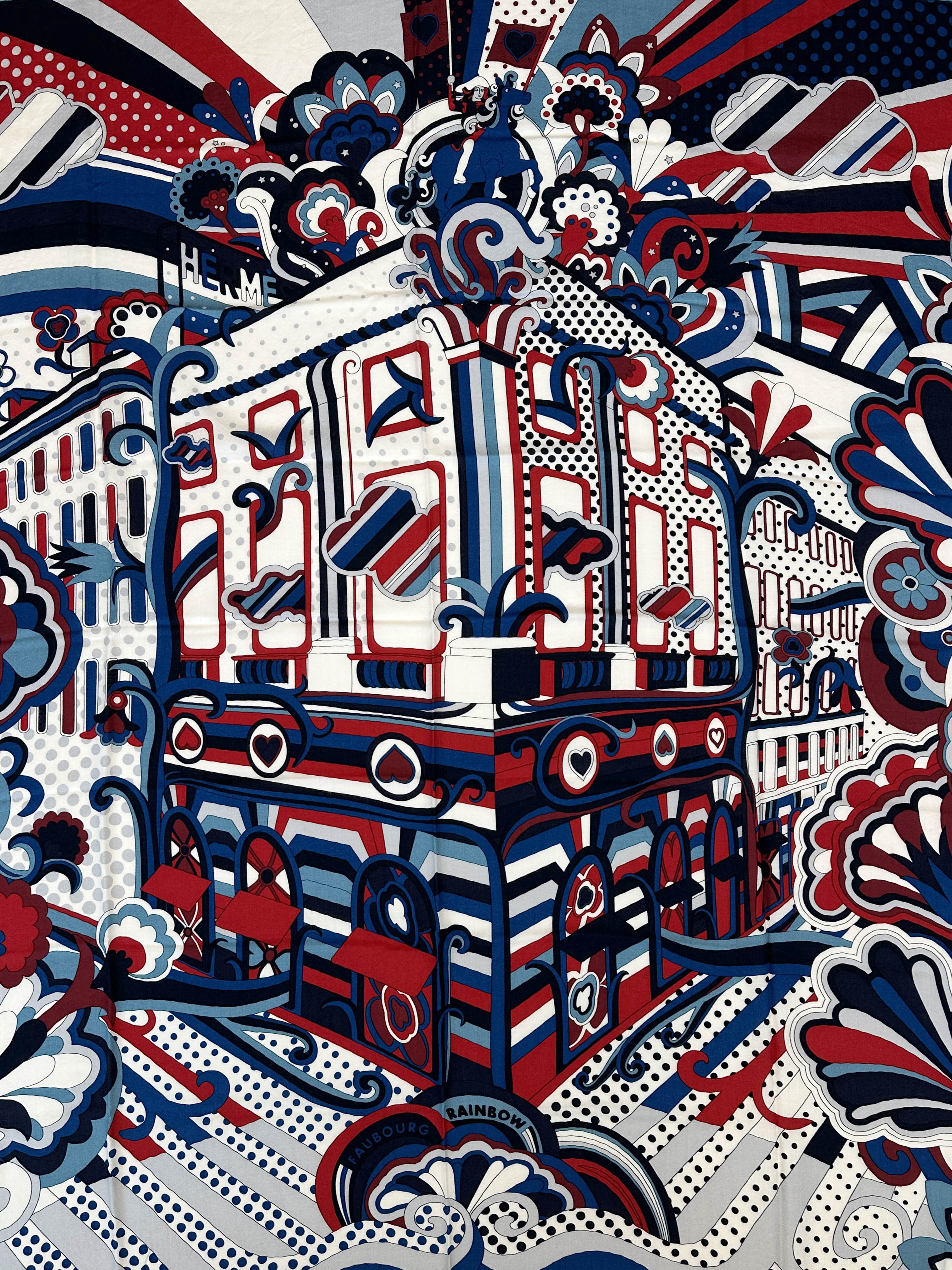 Hermès Faubourg Rainbow Cashmere Silk 140