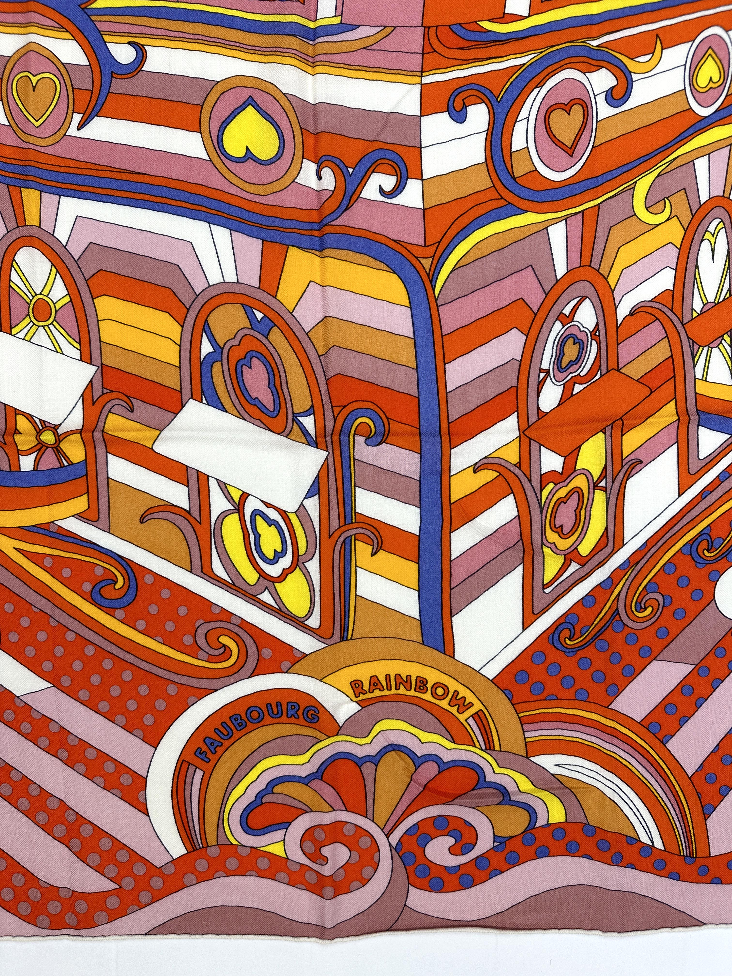 Hermès Faubourg Rainbow Cashmere Silk 140