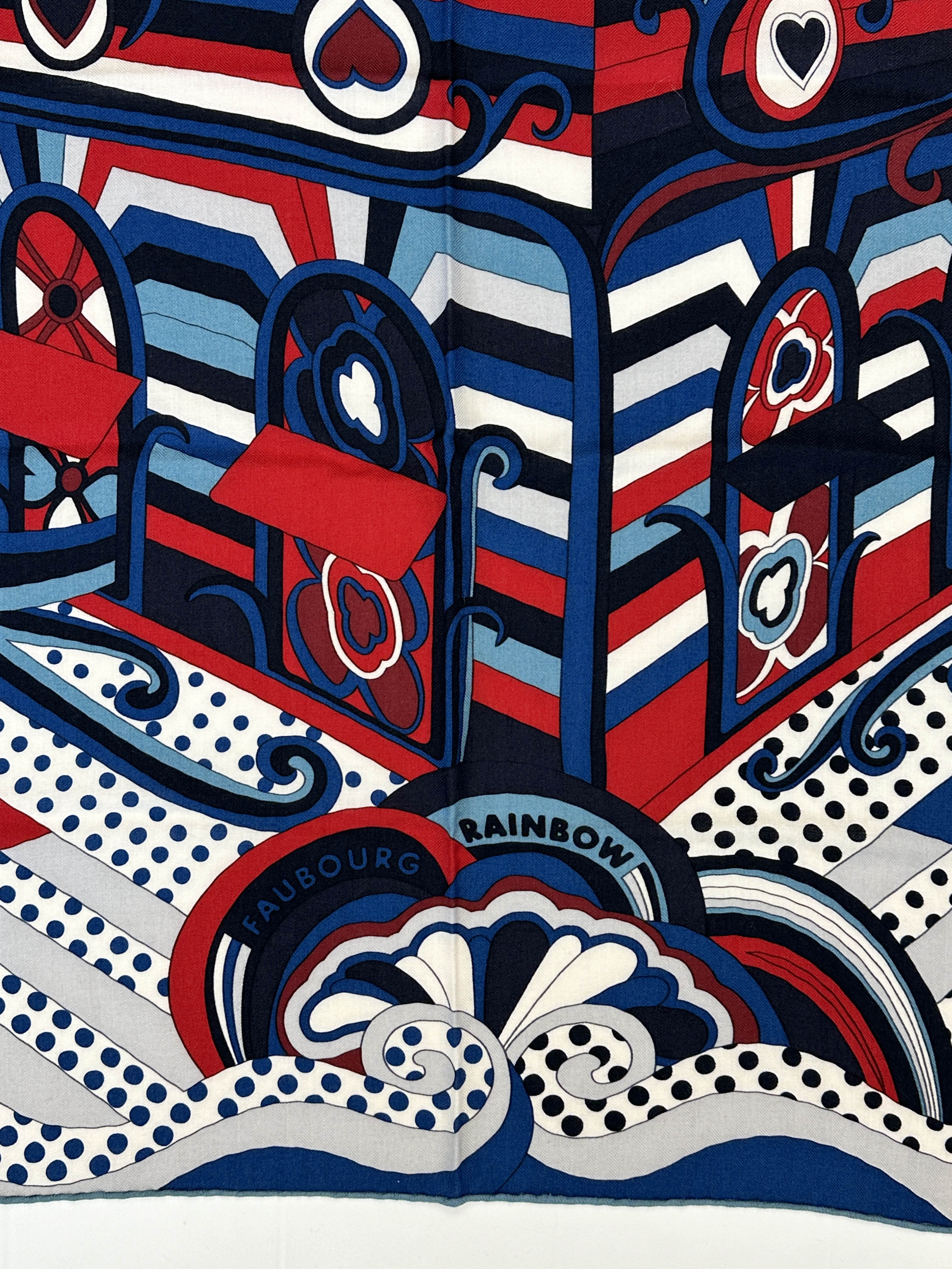 Hermès Faubourg Rainbow Cashmere Silk 140