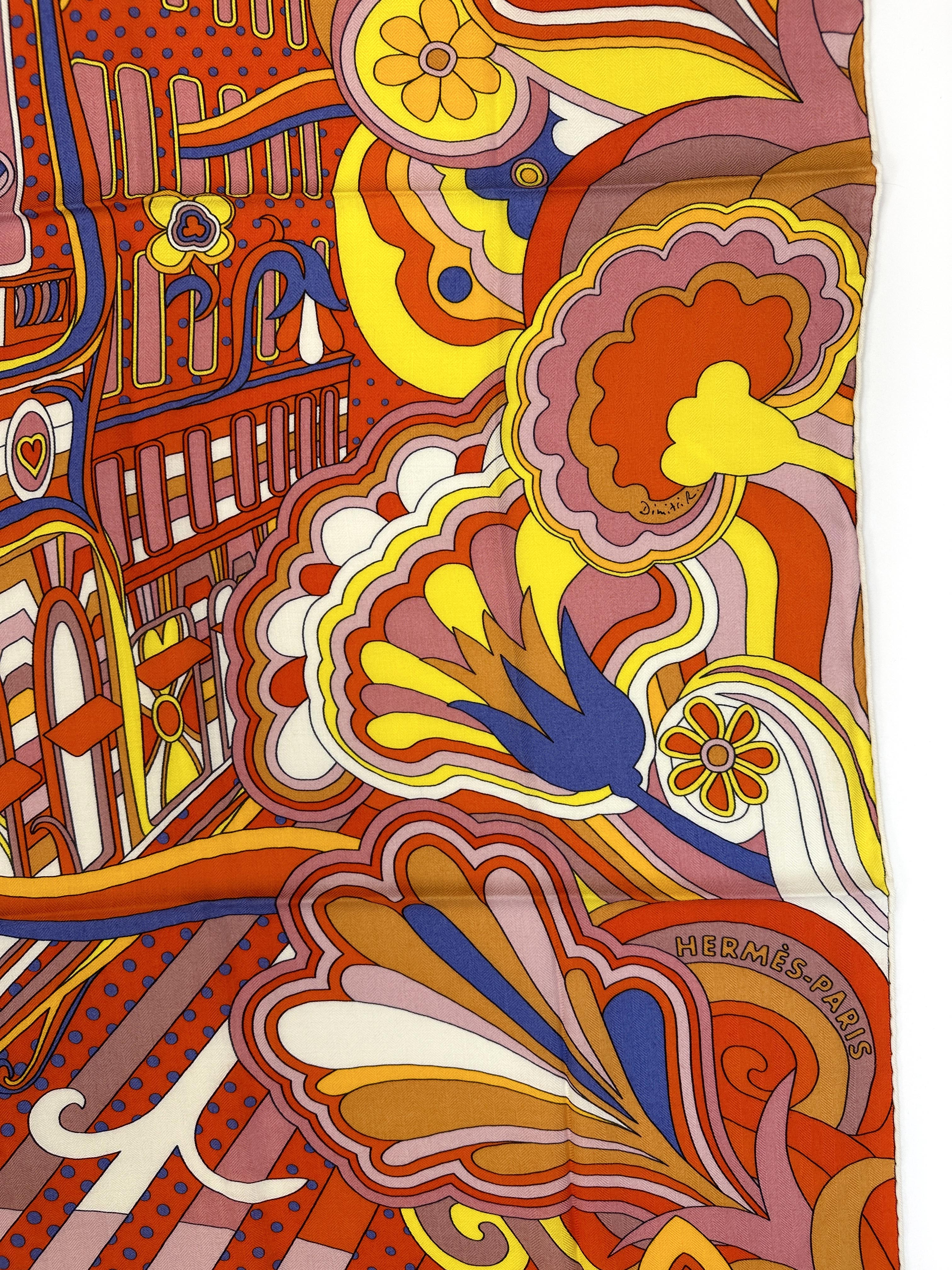 Hermès Faubourg Rainbow Cashmere Silk 140