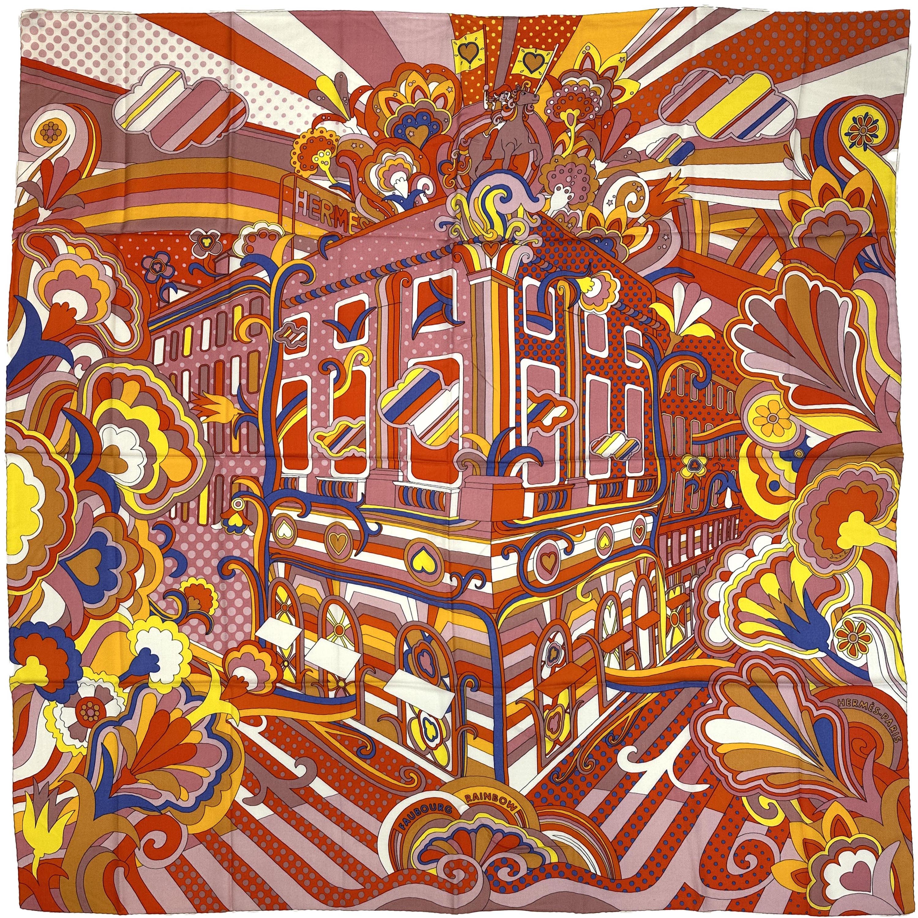 Hermès Faubourg Rainbow Cashmere Silk 140