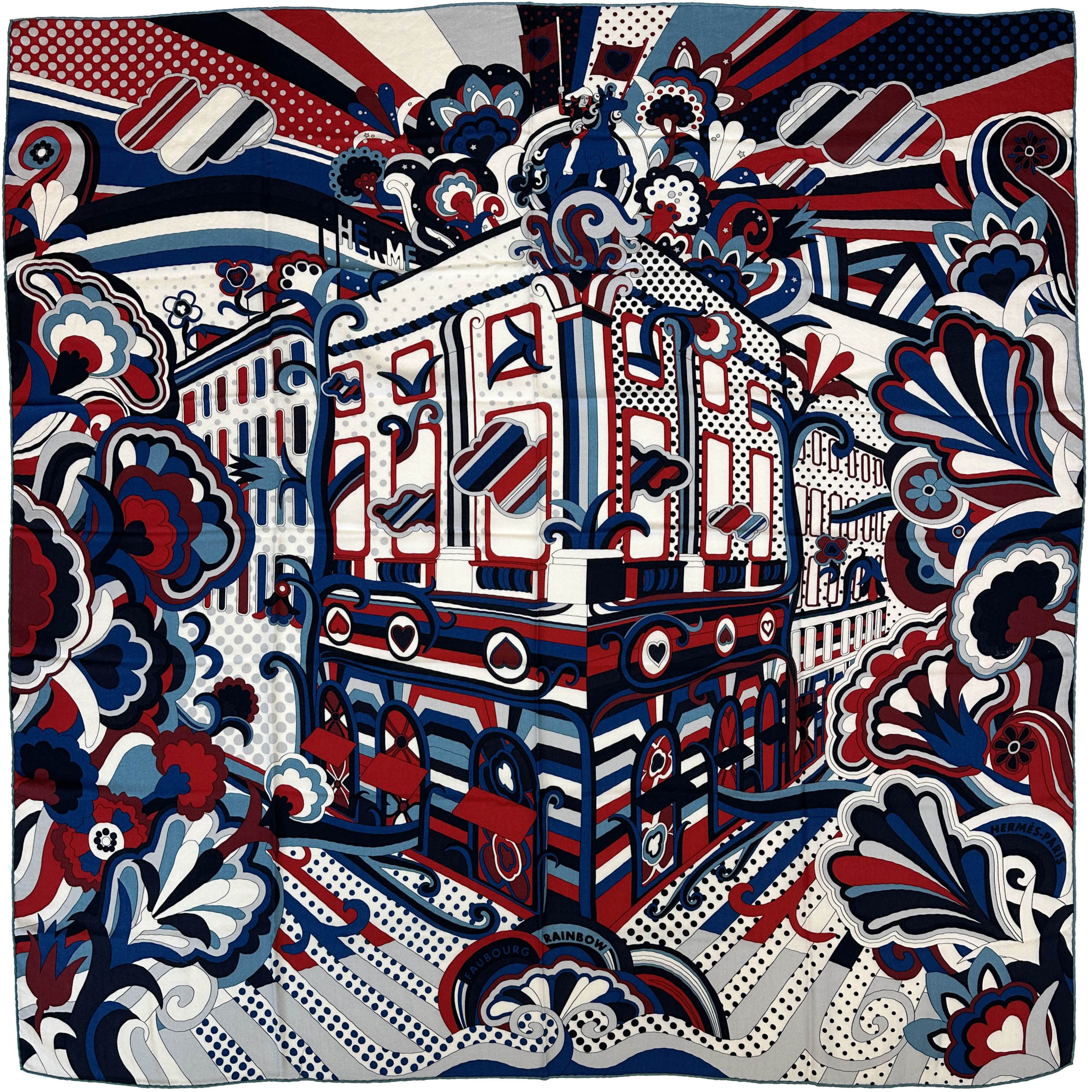 Hermès Faubourg Rainbow Cashmere Silk 140