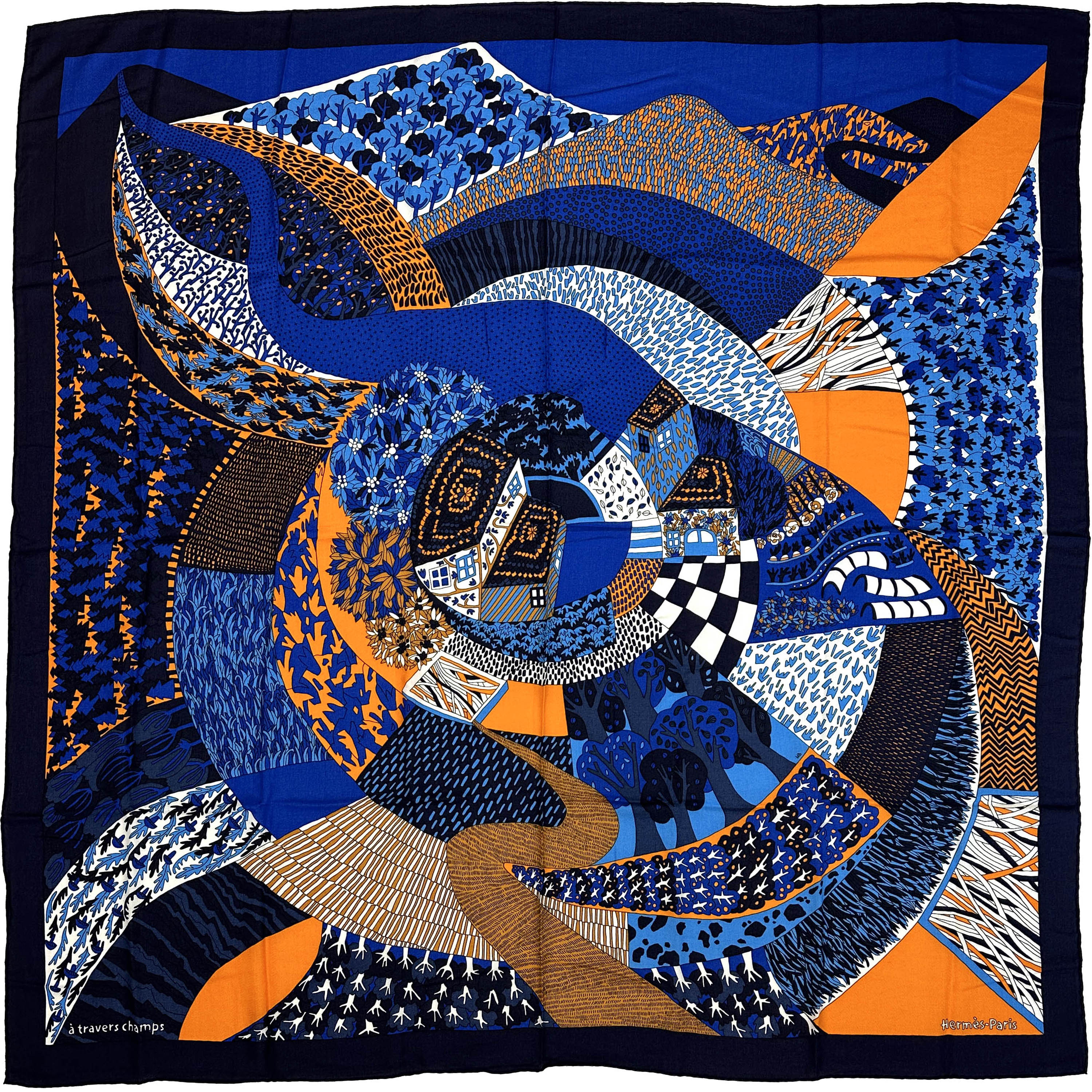 Hermès À Travers Champs Cashmere Silk 140