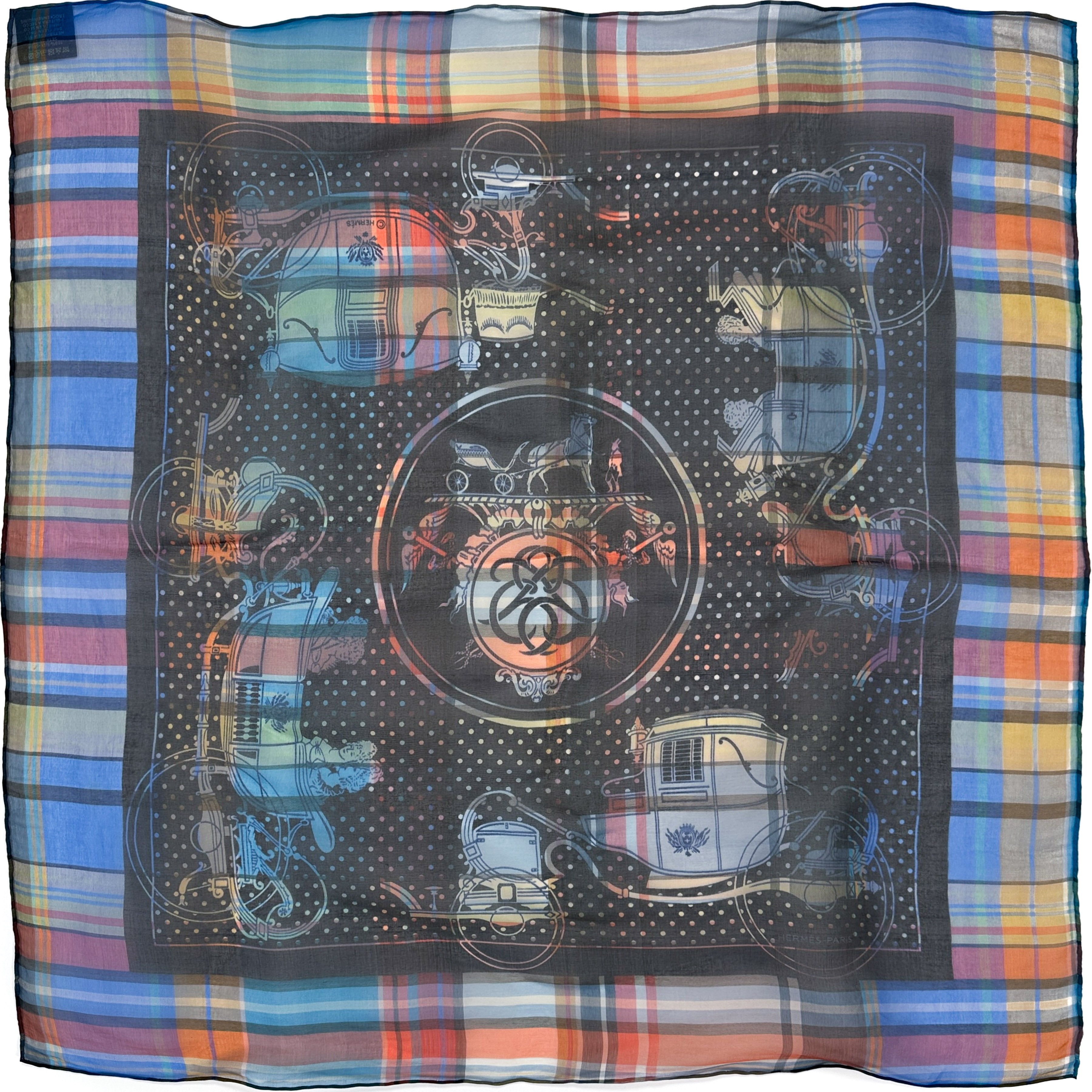 Hermès Madras Ex-Libris Bandana Mousseline 55