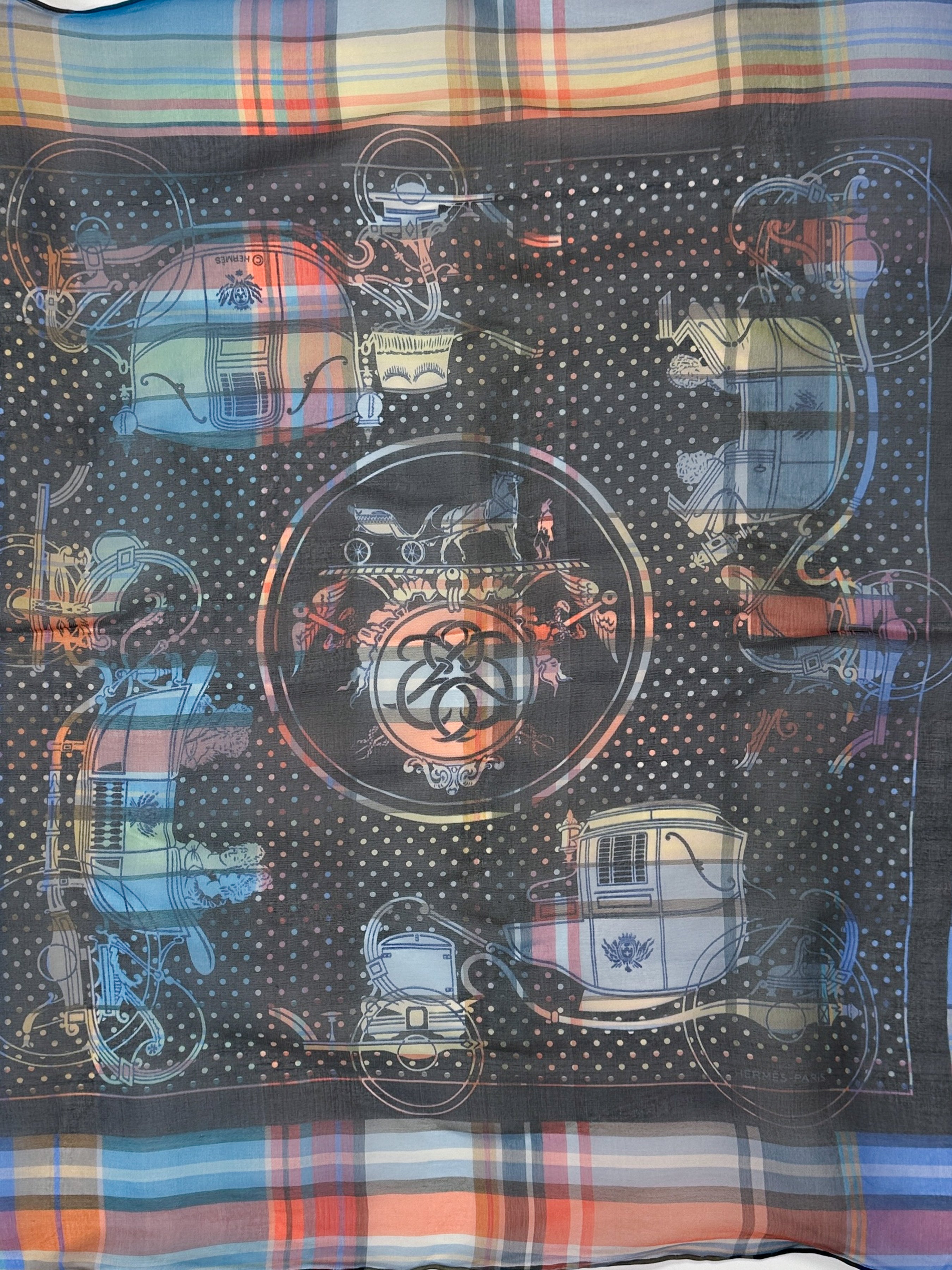 Hermès Madras Ex-Libris Bandana Mousseline 55