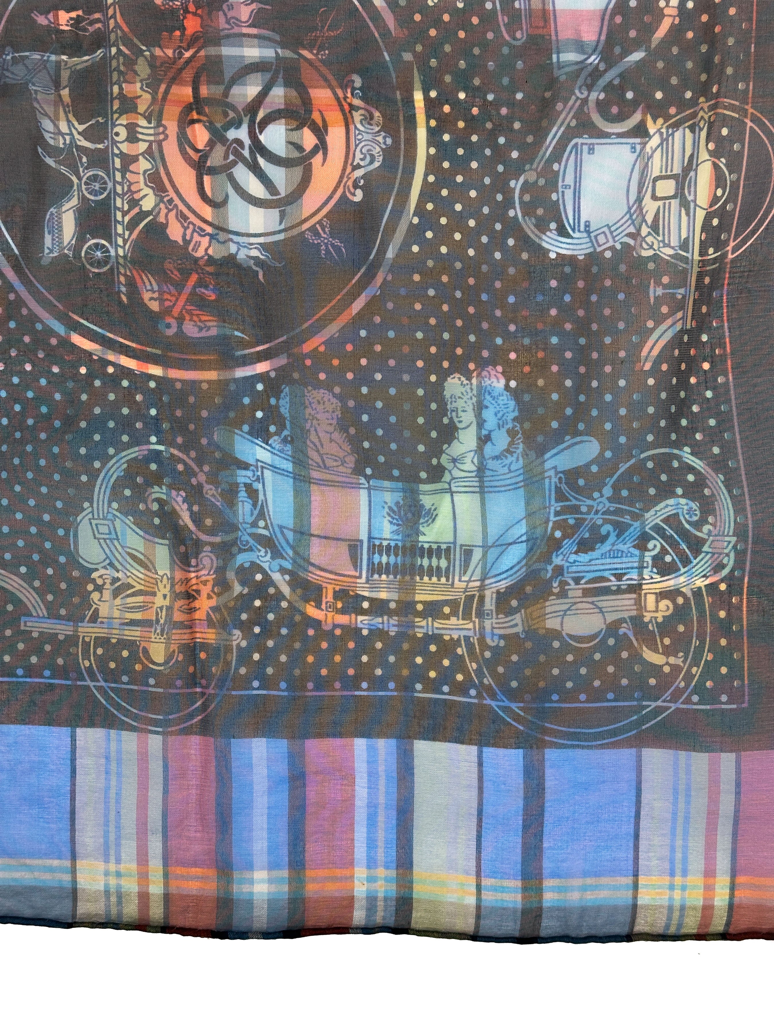 Hermès Madras Ex-Libris Bandana Mousseline 55