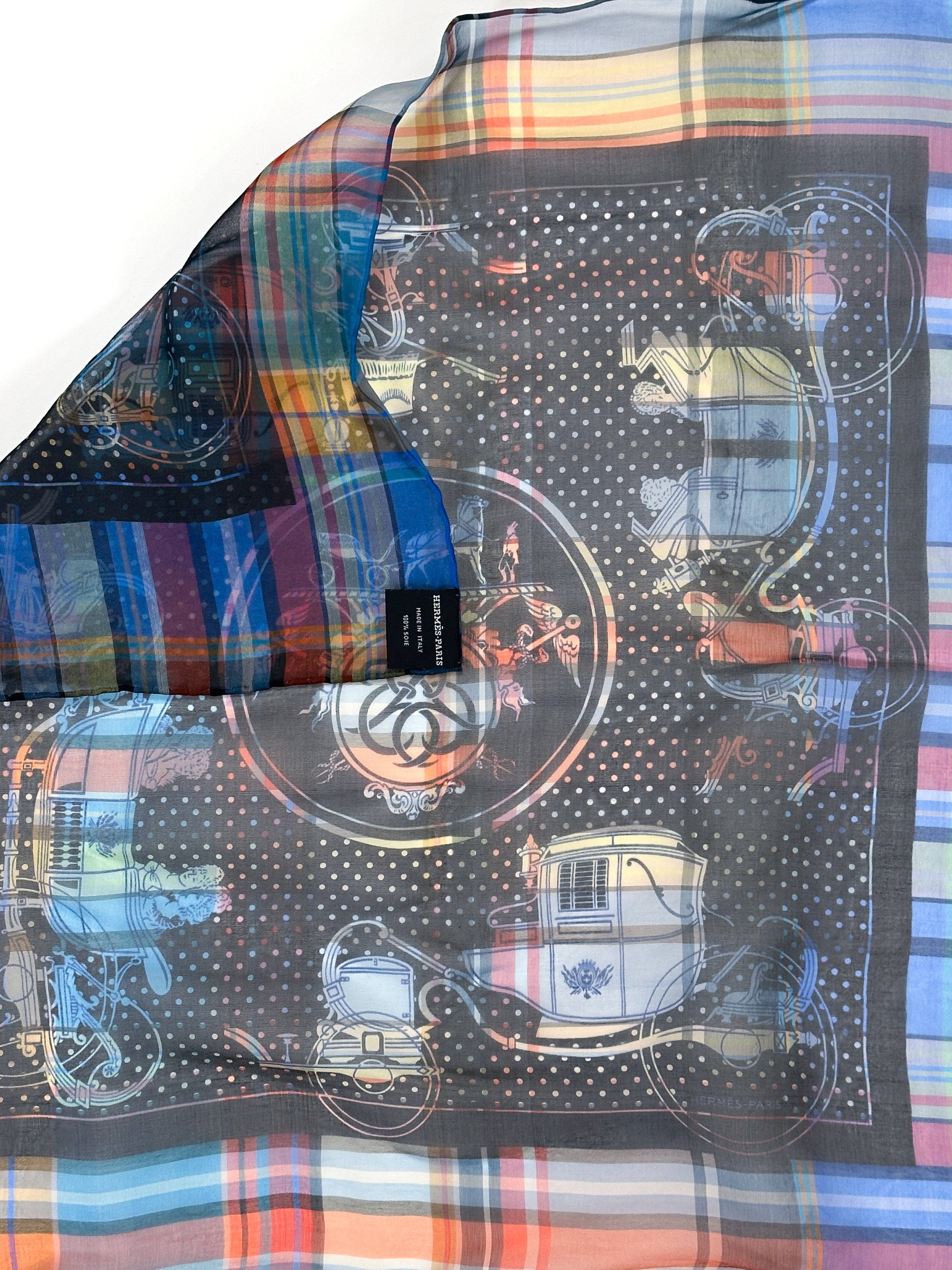 Hermès Madras Ex-Libris Bandana Mousseline 55